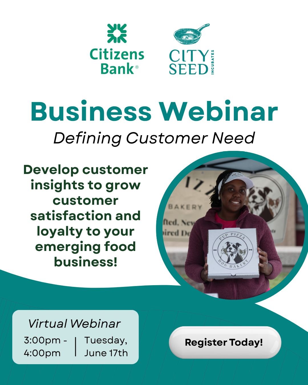 📢 Free Business Webinar Alert!

Join June 17 from 3&ndash;4 PM for &ldquo;Defining Customer Need&rdquo; &mdash; a virtual workshop hosted by CitySeed in partnership with Citizens Bank.

They&rsquo;ll dig into customer targeting, messaging, and how t