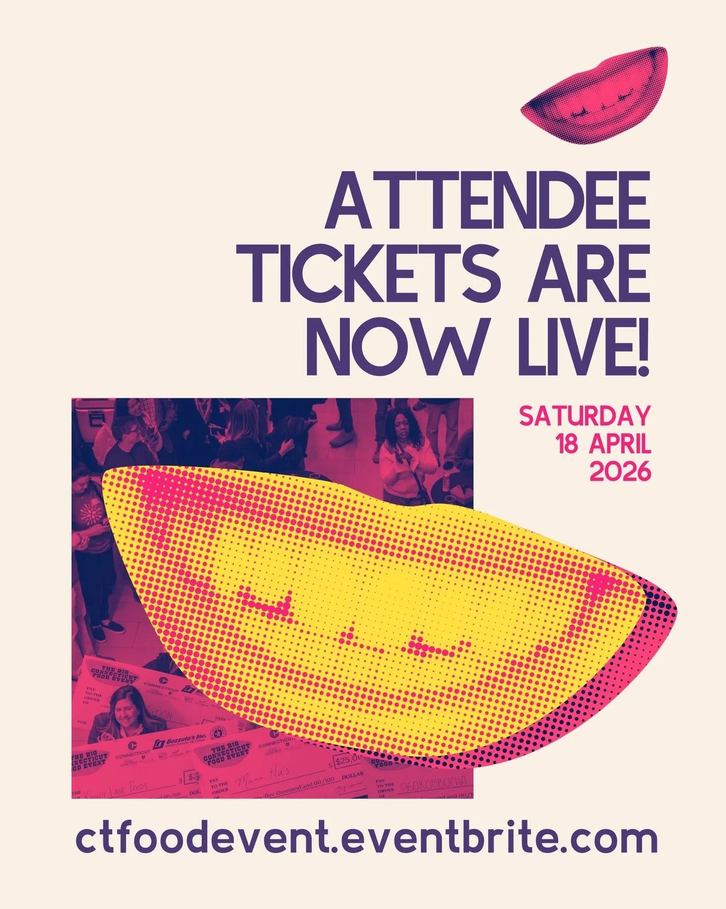 Attendee tickets are officially live for the Big CT Food Event 🎉

Visit ctfoodevent.eventbrite.com 

Join us for a day celebrating Connecticut&rsquo;s growing food ecosystem and the brands shaping its future.

Tickets:
Community Pass - Free
Corporat