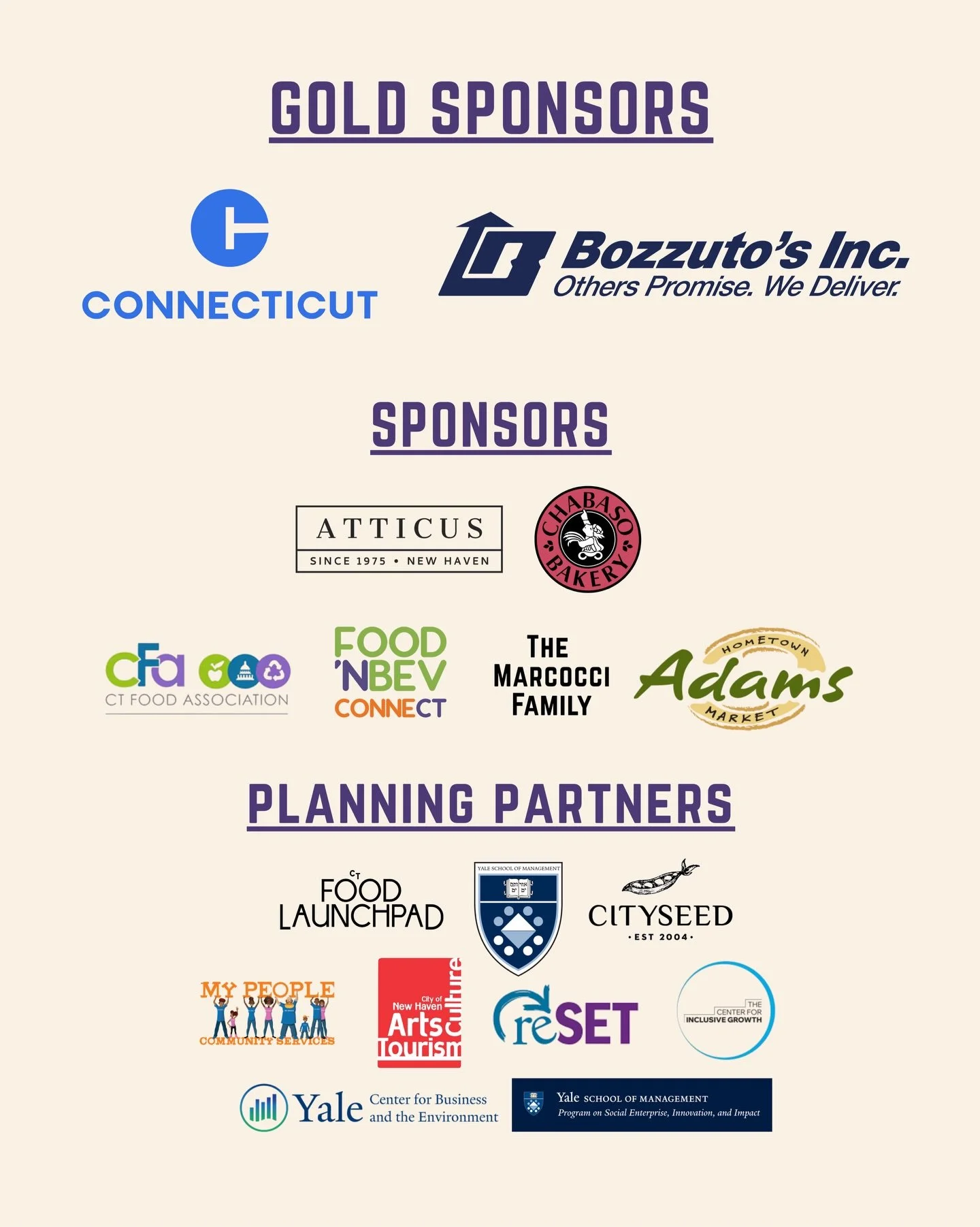This event would not be possible without them. Huge thank you to our sponsors and planning partners for backing Connecticut&rsquo;s food community and making this moment possible! @ct_decd @bozzutos