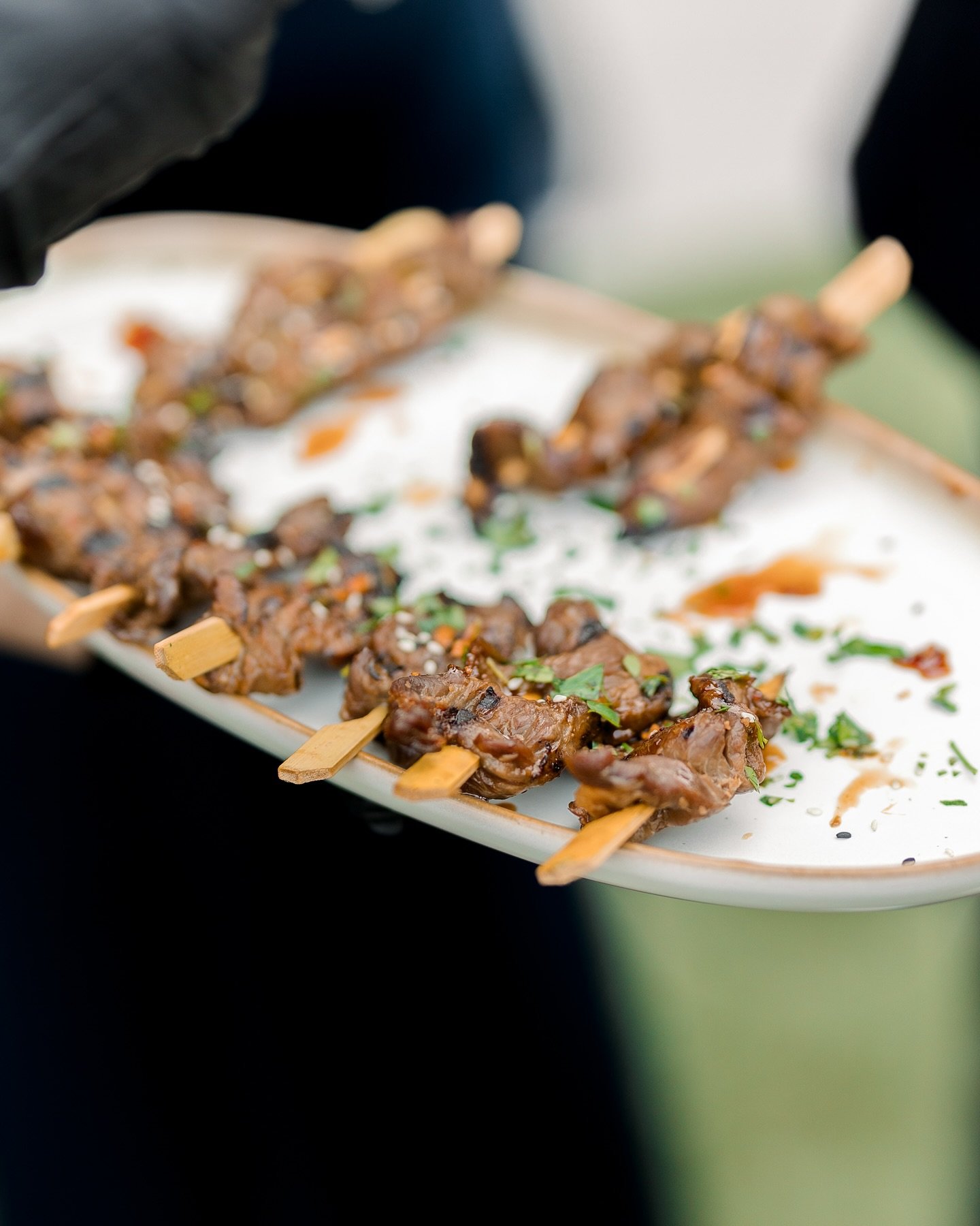 Serving up flavor on a stick! || These mongolian beef skewers were a crowd favorite &mdash; tender, savory, and sprinkled with just the right touch of herbs and spice.

#catering #foodandbeverage #eventcatering #customcatering #cltfood #charlottefood