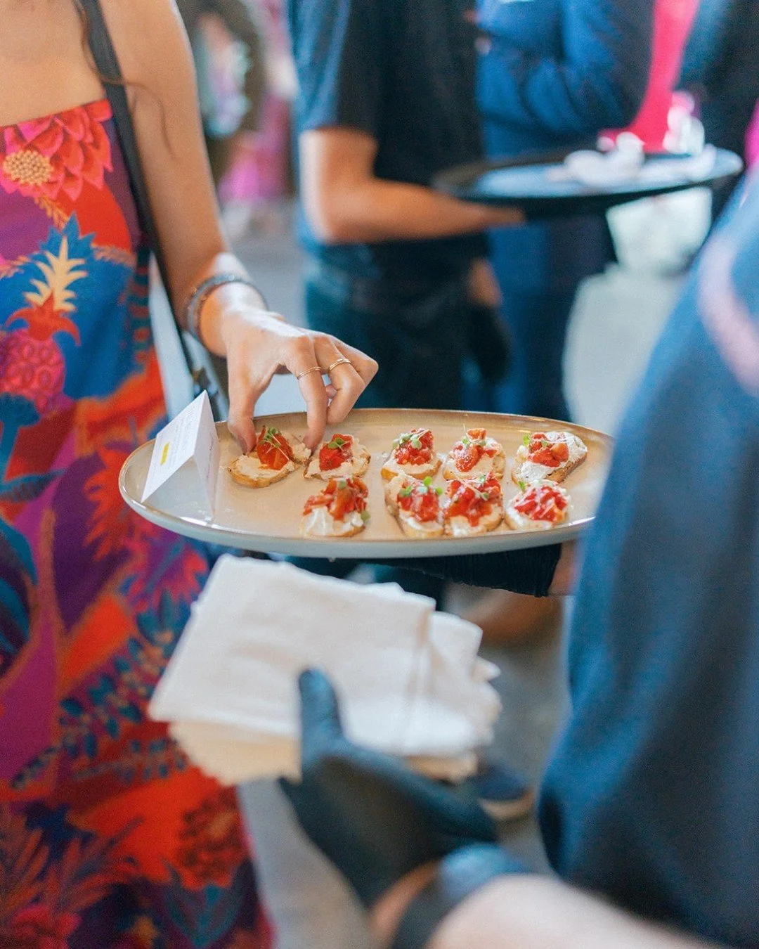Colorful dresses and savory bites.✨|| We love the energy of a vibrant cocktail hour where the food looks just as good as the guests!

Photography: @simonanthonyphoto
Planner: @plainwithsprinkles
Catering: @cateringbybeaumonde