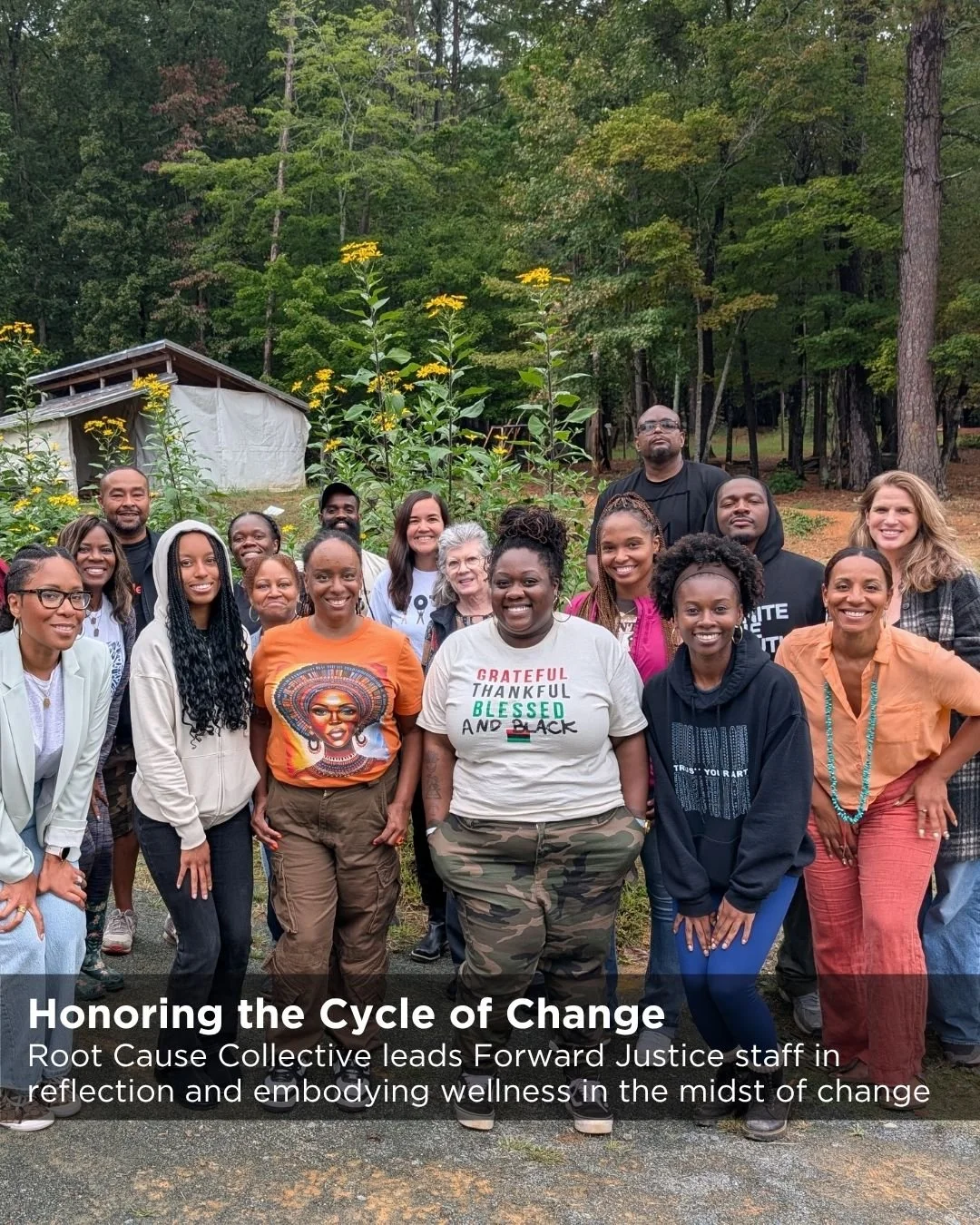 Root work in motion 🌱✨ 

Last month, our own A.W. Shields and Danielle Sherman joined the @forwardjustice Strategy Center in Chapel Hill, NC for their staff retreat, guiding deep conversations on change, belonging, and collective culture. 

Forward 