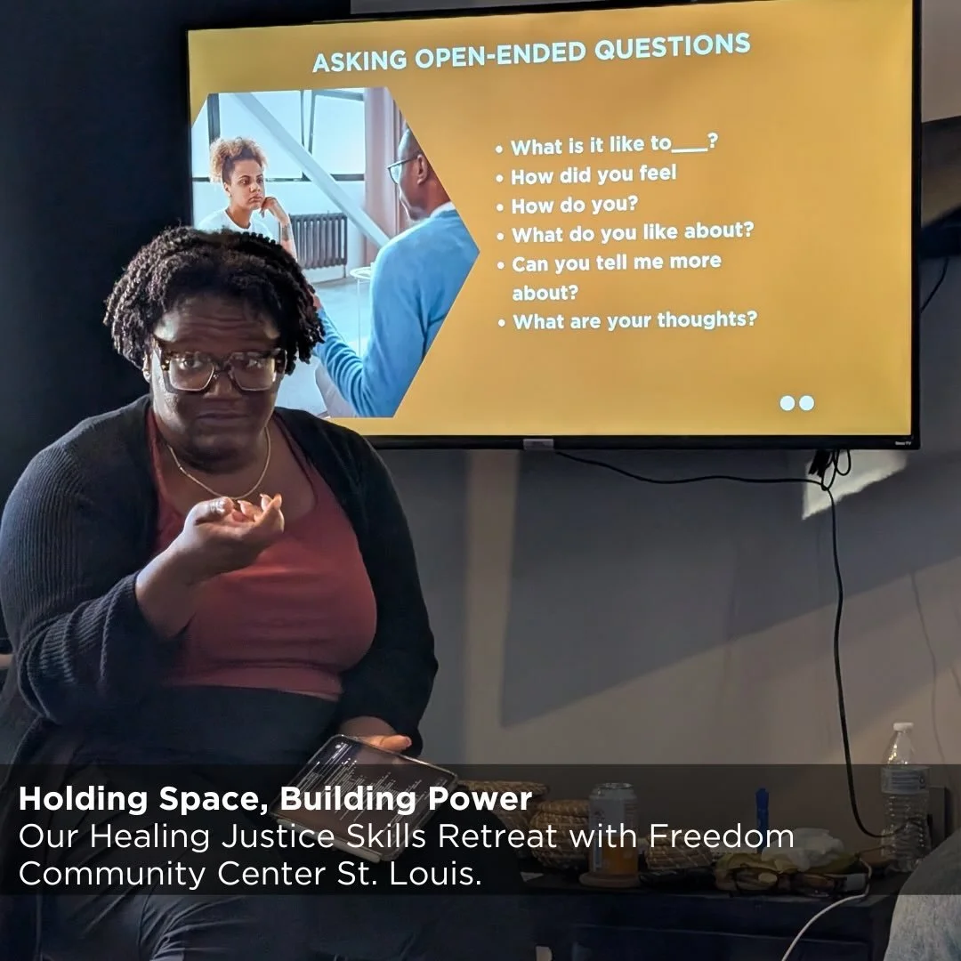 This fall, we had the honor of holding space with the Freedom Community Center (FCC) in St. Louis.
&nbsp;&nbsp;
FCC is&nbsp;a Black-led organization rooted in dismantling the systems that harm our people and dreaming up what real safety can look like