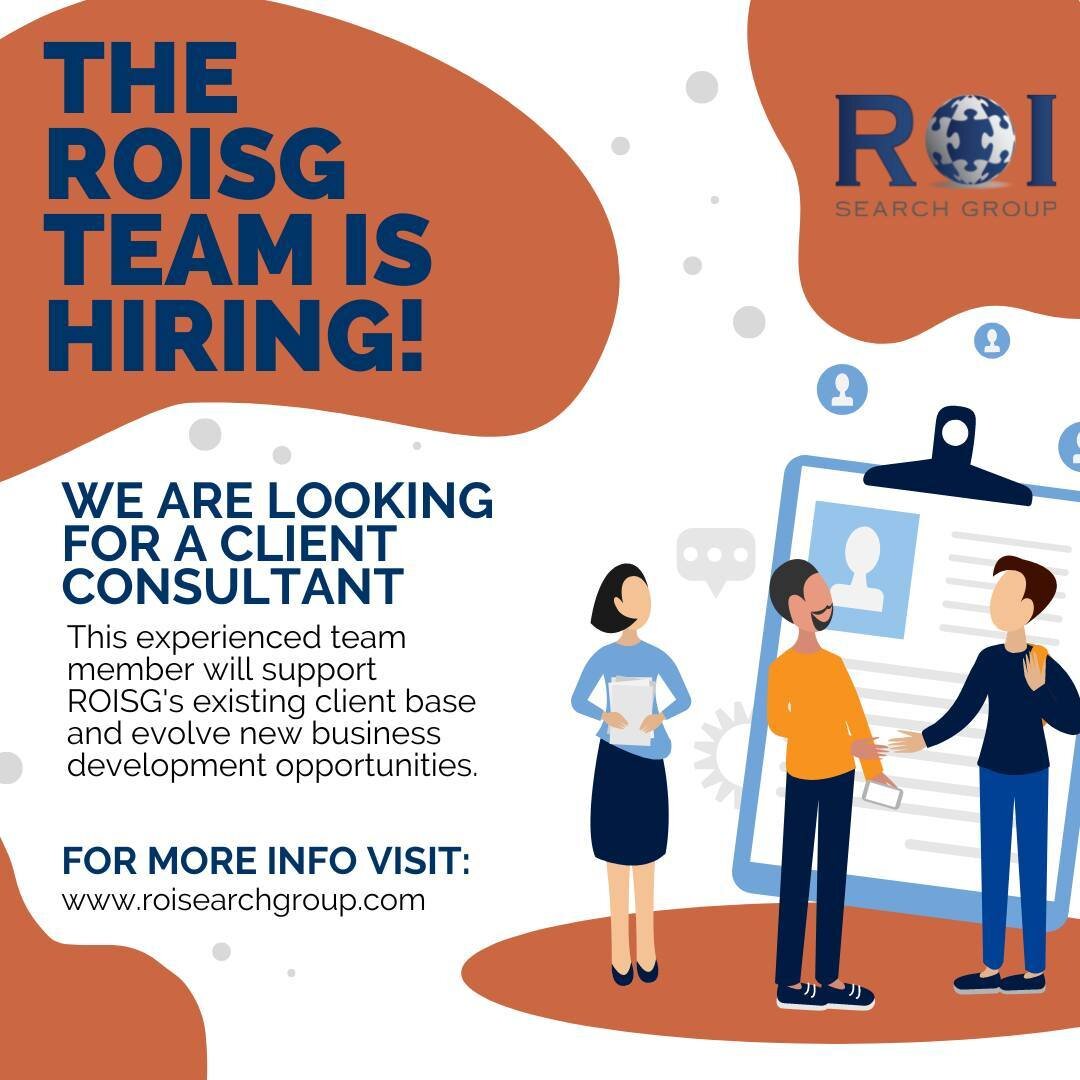 We are looking for a Client Consultant to work with our growing team! 

http://ow.ly/oN8S50KBcaR

#ROISG #toptalent #nowhiring #clientconsultant #executivesearch #nowhiring #career #searchfirm #recruitmentfirm