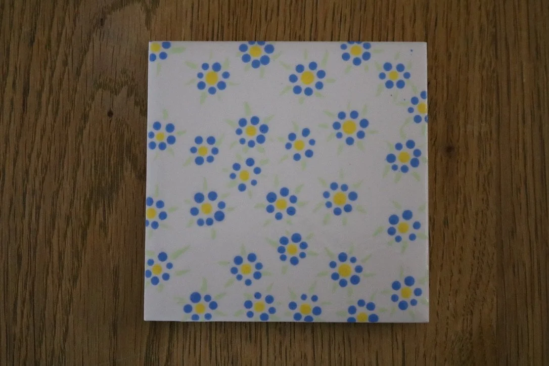 Forget me not flower tile coaster