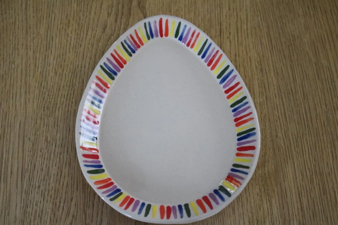 Rainbow ceramic oval plate