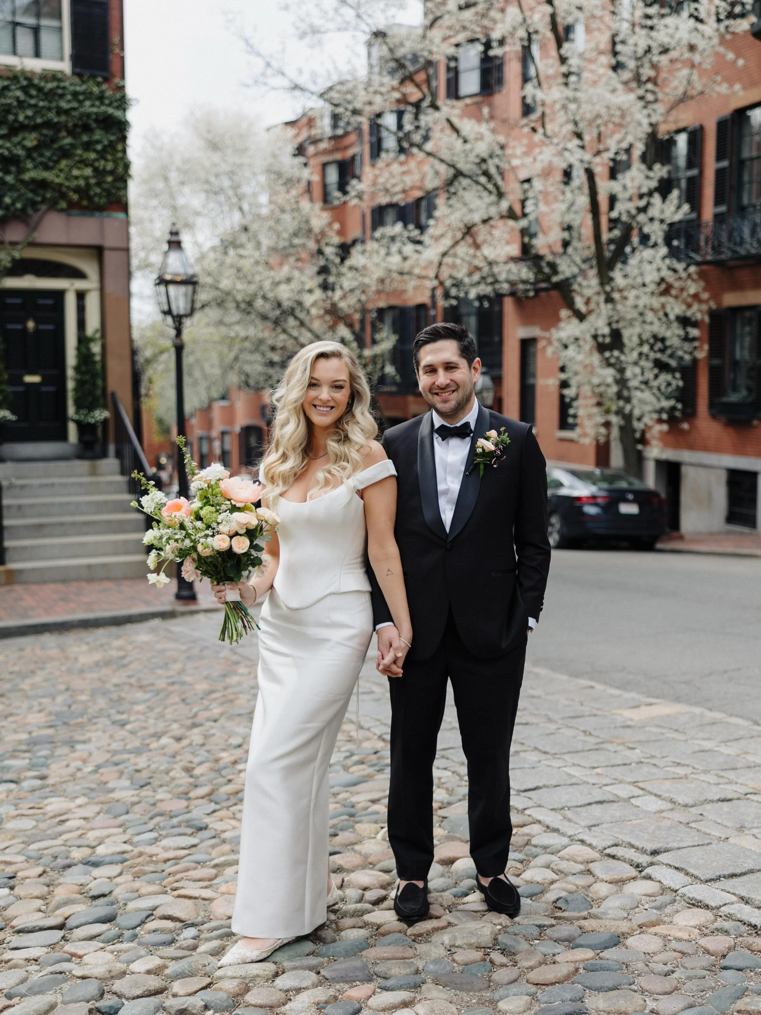 Spring in Boston is better than you could ever dream up! We got the perfect day to celebrate Stephanie &amp; Aaron 🧡 Everything had blossomed but it was just overcast enough that the city was pretty calm &amp; peaceful. Happy honeymooning to the Fat