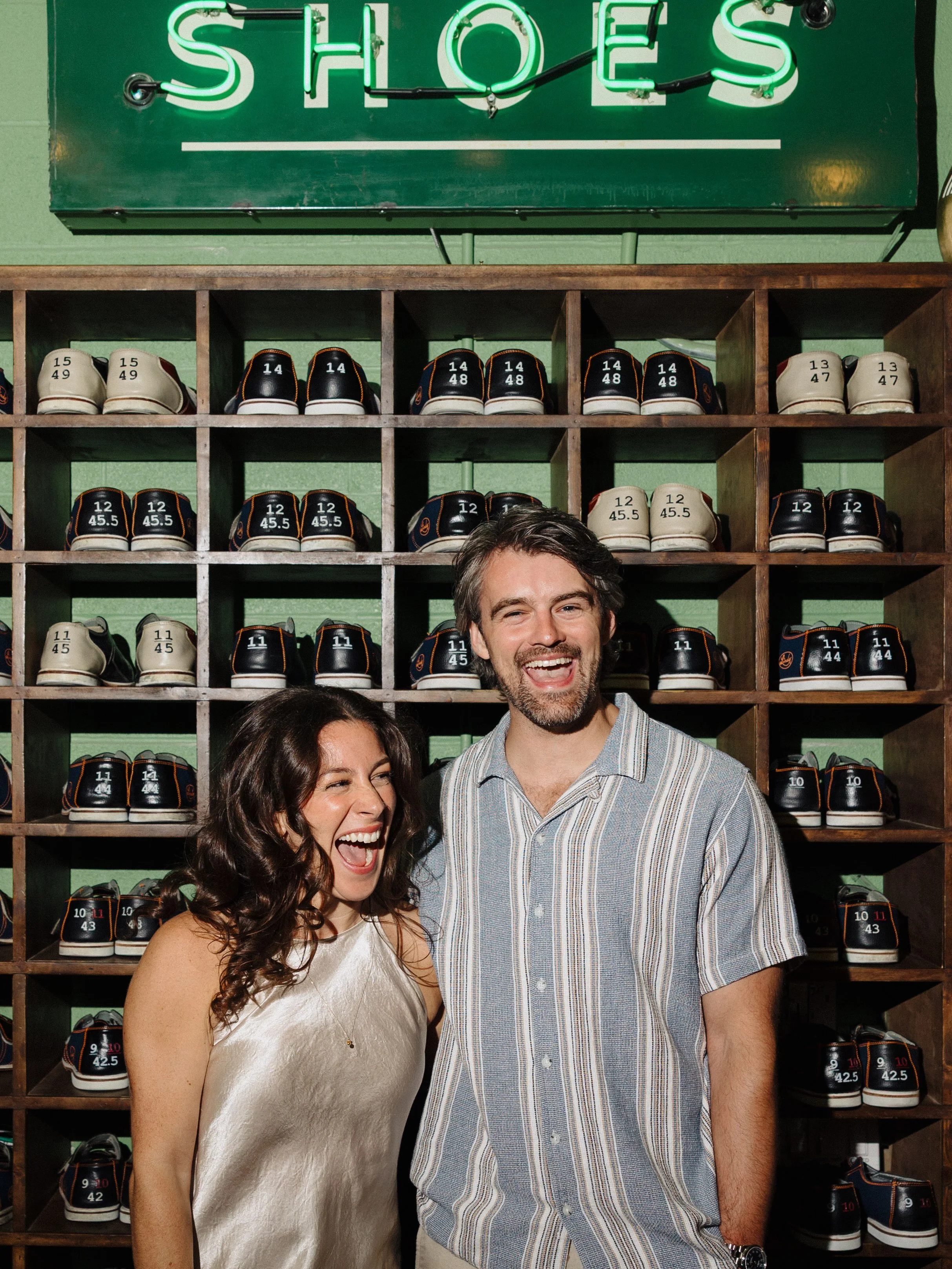 A few favorites from Miranda and Alex&rsquo;s welcome party at @avondalebowl !! 🎳