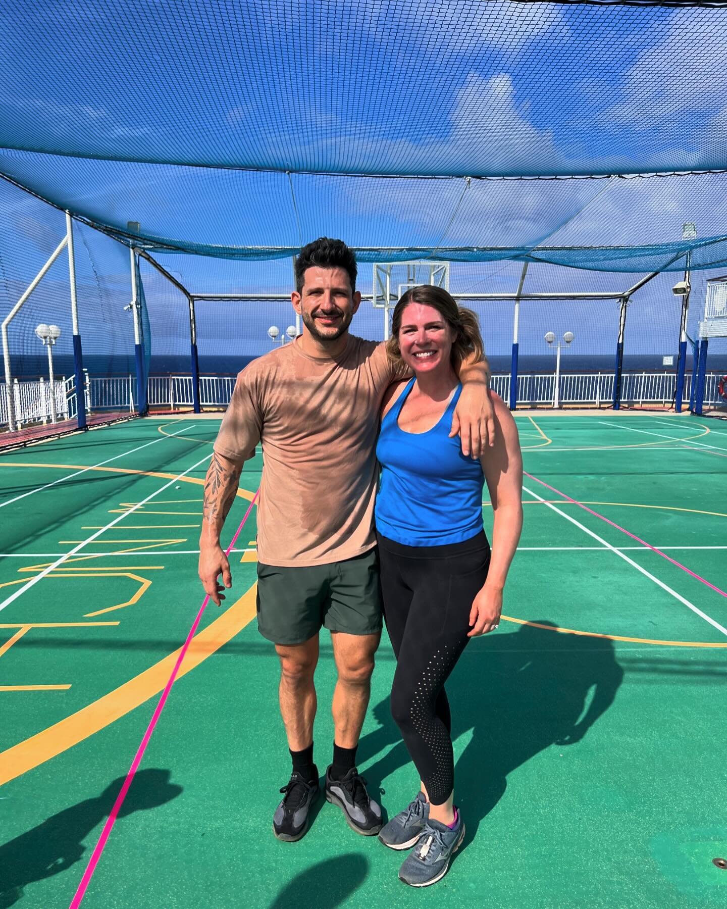 I had a lovely morning teaching yoga on the @chefsmakingwaves cruise today, followed by a CrossFit-style class taught by chef @grapicavoli! Looking forward to teaching again tomorrow when we drop anchor in the Bahamas. 🏝️☀️