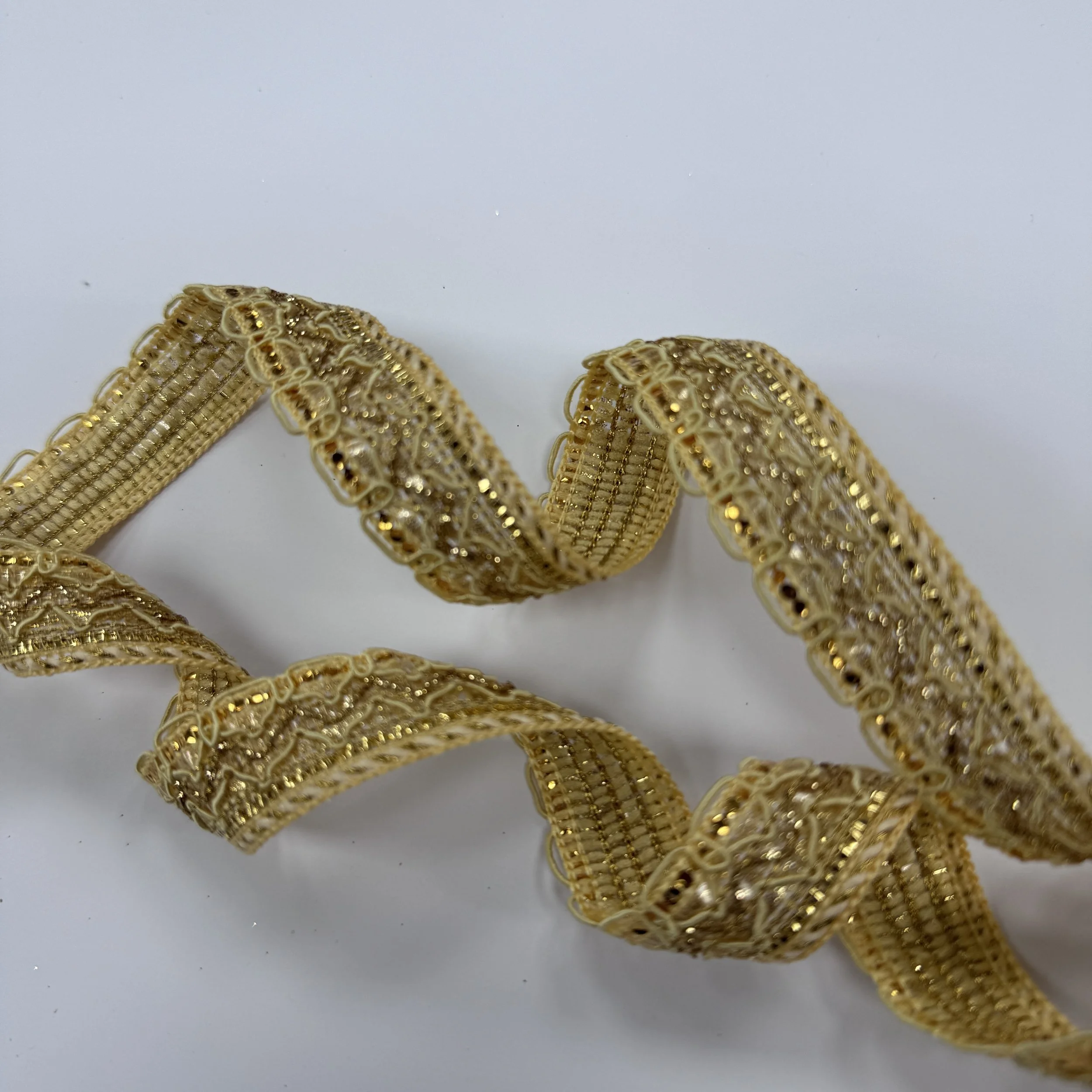 Vintage Soft Ivory Gold Chevron Trim