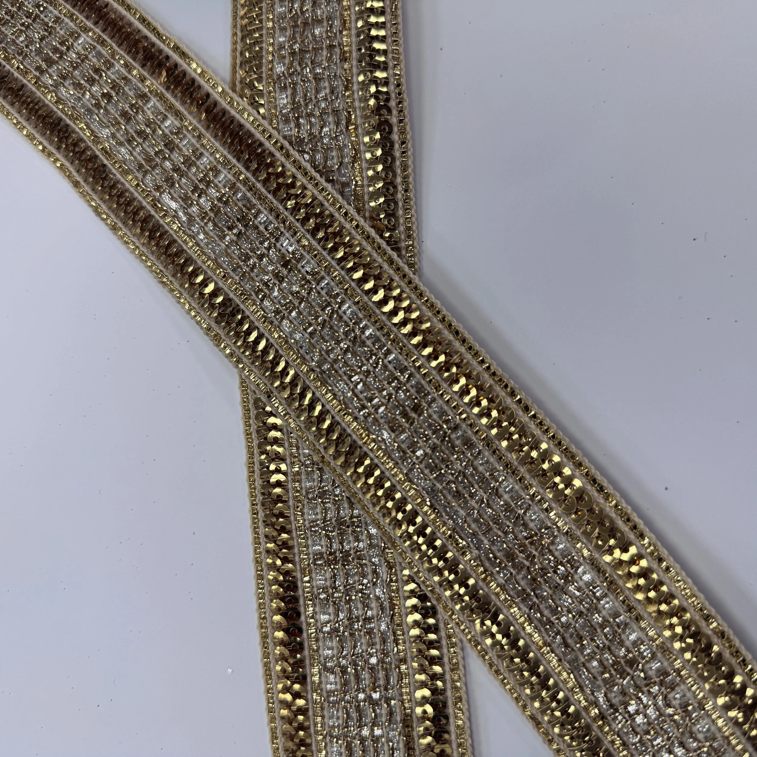 Radiant Sequin Trim - Golden Beige