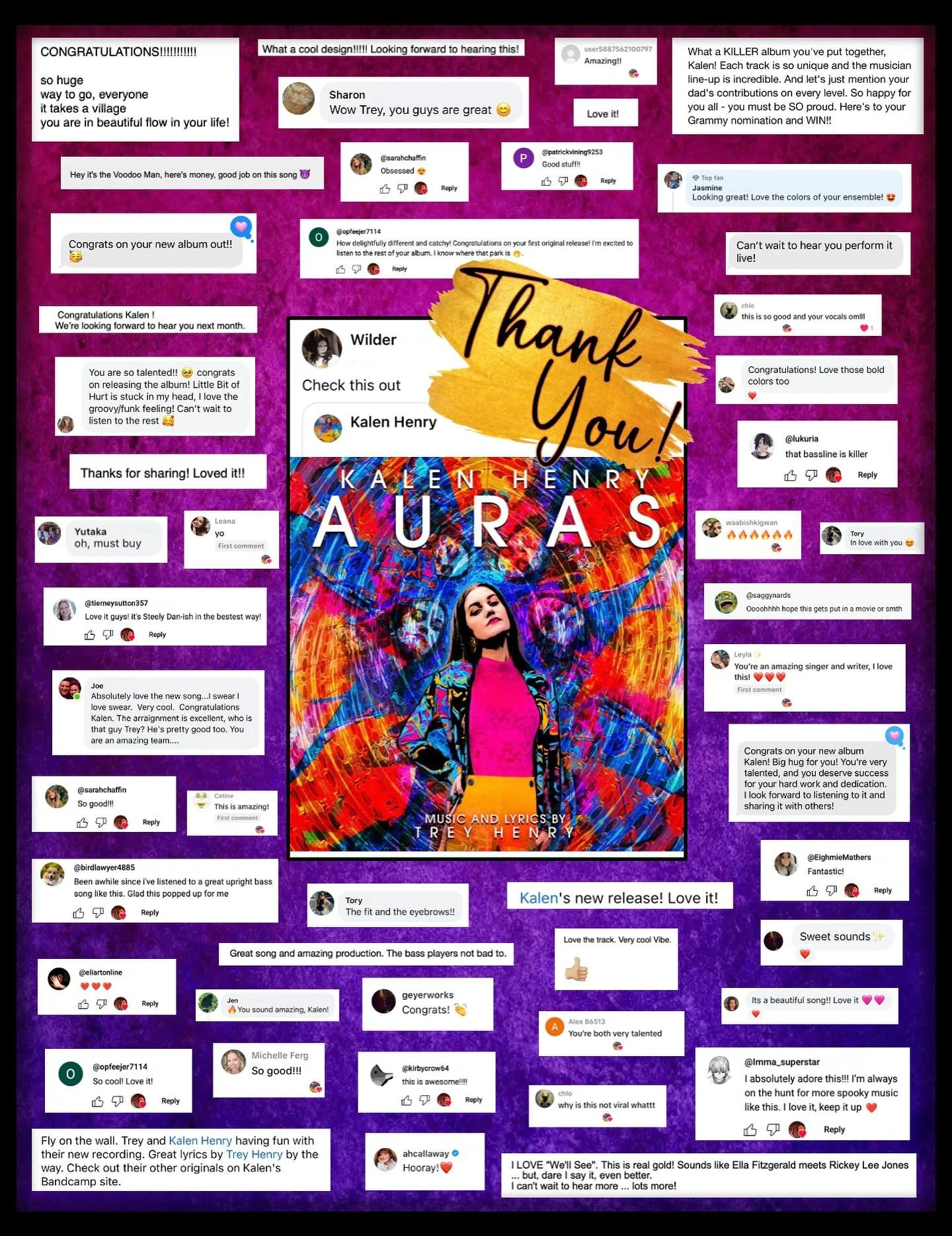 Since the July-18th release of &ldquo;Auras,&rdquo; my father and I have been overwhelmed with the positive feedback we&rsquo;ve received from our beloved fans, friends, and family.

I wanted to share a heartfelt thank you to everyone who has taken t