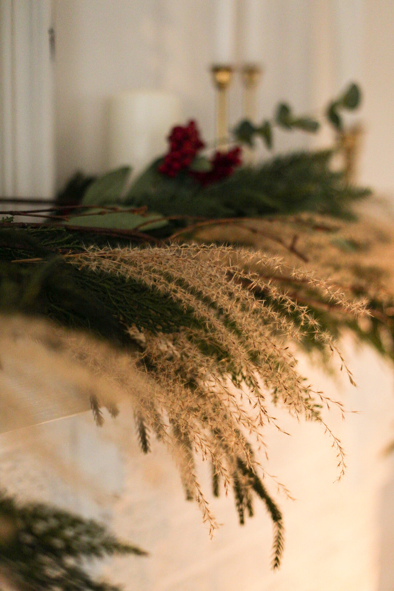 Creating A Natural Christmas Mantle Mixing Faux Stems &amp; Real