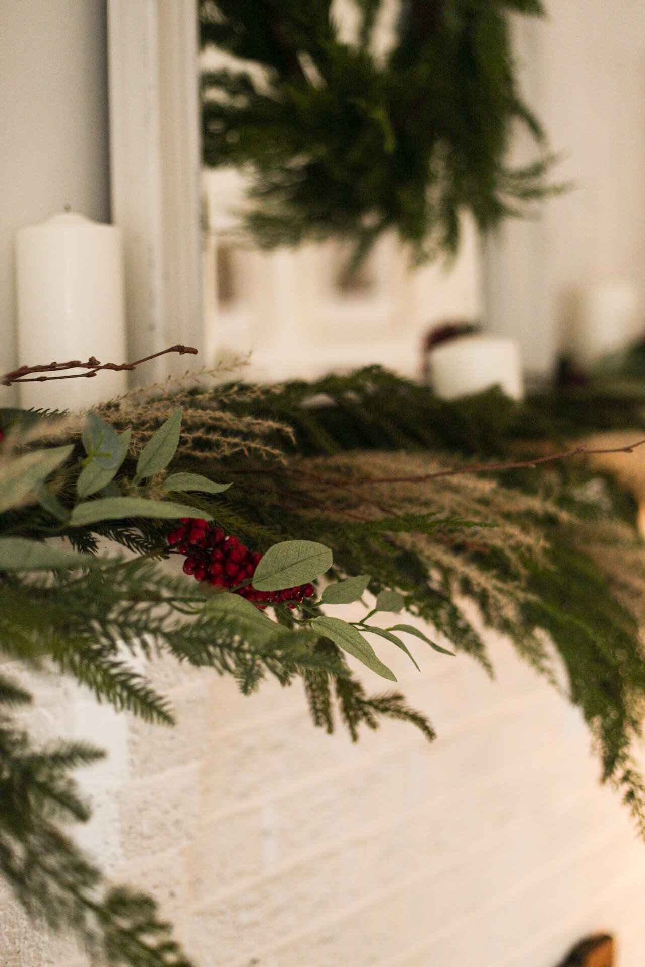 Creating A Natural Christmas Mantle Mixing Faux Stems &amp; Real
