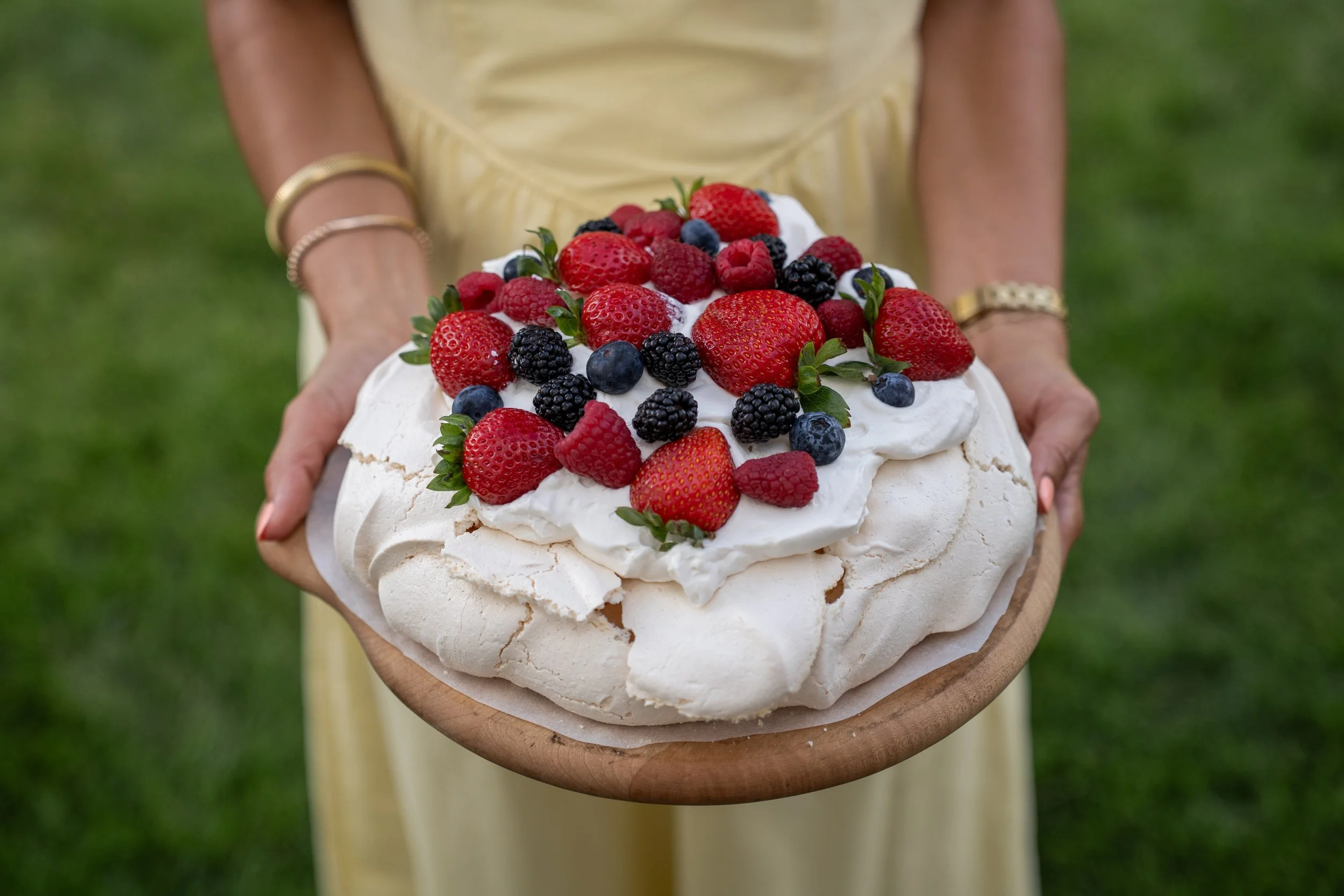Berry Pavlova with Homemade Whipped Cream