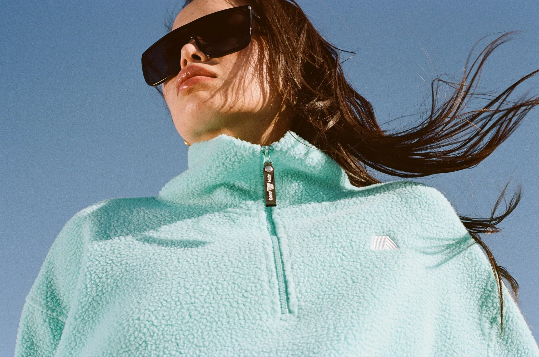 models pose on location, in the desert of Nevada outside of Las Vegas, for 4th Arq's spring summer 2026 fashion campaign, photographed on film by Andrew and Sam of Indie Studios. Lifestyle campaign shot in the graphic, timeless style of Jil Sander