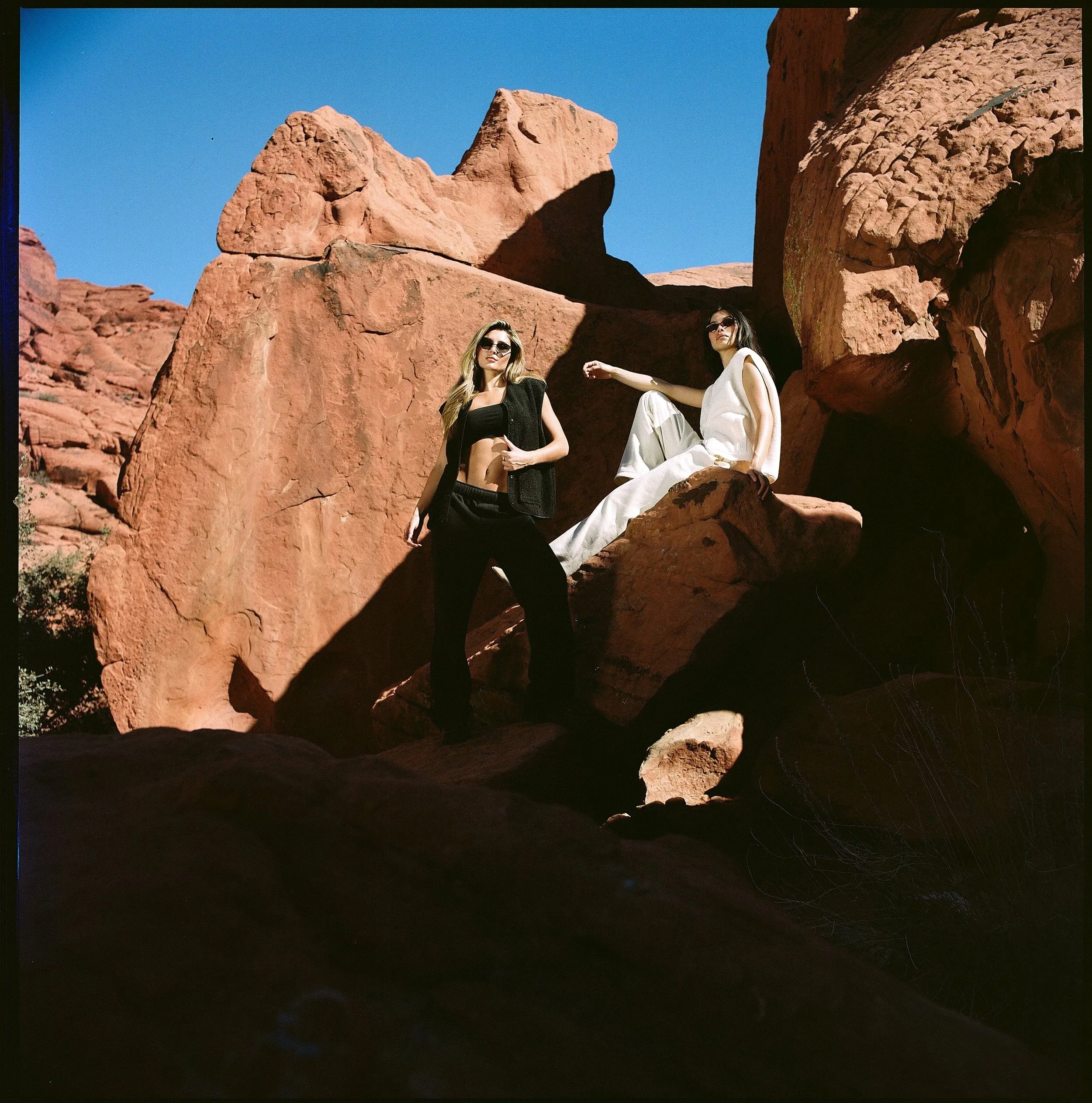 Serena Morizio on location, in the desert of Nevada outside of Las Vegas, for 4th Arq's spring summer 2026 fashion campaign, photographed on film by Andrew and Sam of Indie Studios. Fashion campaign shot in the graphic, timeless style of Jil Sander