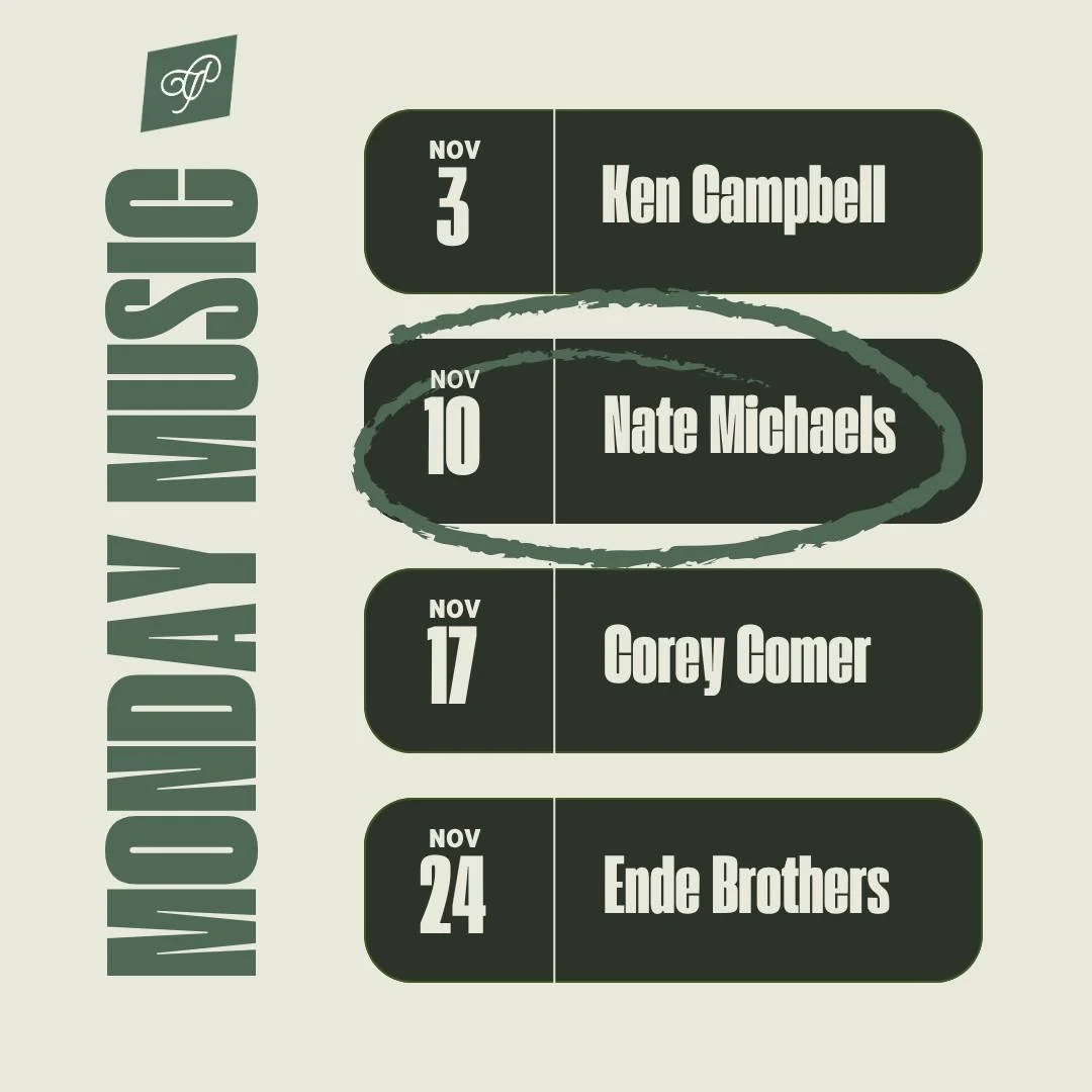 It's Monday and you know what that means - live music at Torrey Park! Join @natemichaelscountryman from 5:30-8:30pm and get cozy with delicious food, your favorite drink, and live music to kick off the week right 🎶