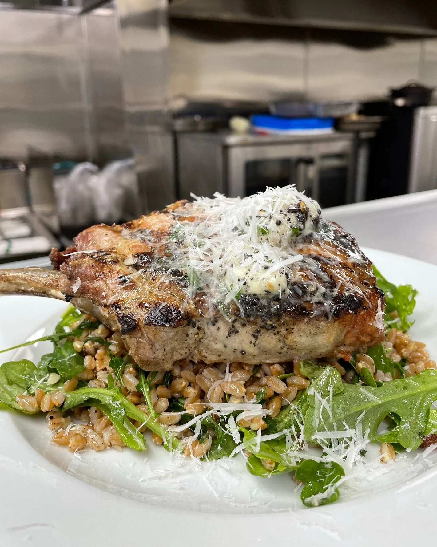 Dinner plans? We've got you covered. 🍽️

Our Italian Pork Chop from Schrader Farms is served with hot peppers, caramelized onions, mushrooms, rich demi-glace, smashed &amp; fried potatoes, and fresh house vegetables. A hearty dish packed with flavor