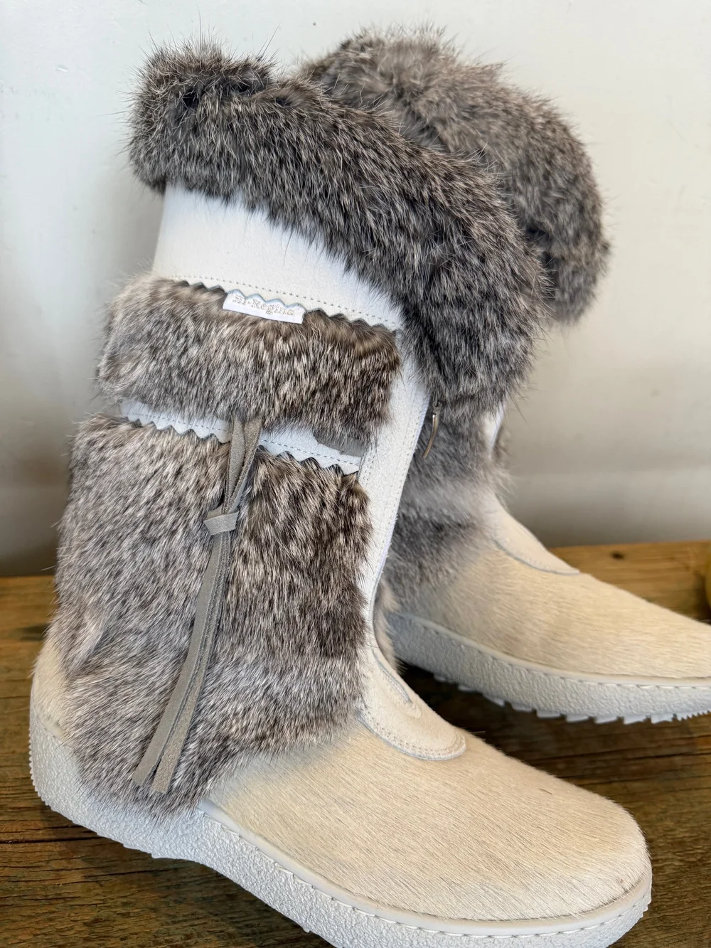 Regina Zippy Rabbit Fur Winter Boots Women's White, Black, or