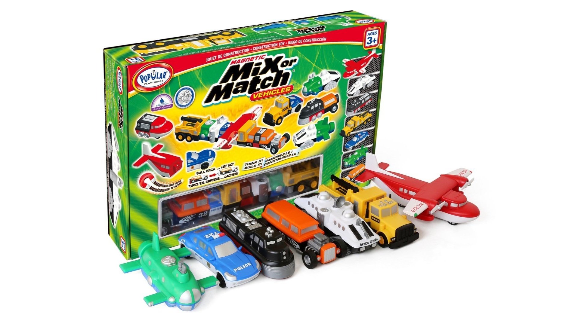 POPULAR PLAYTHINGS Mix or Match Vehicles, Magnetic Toy Play Set, Police