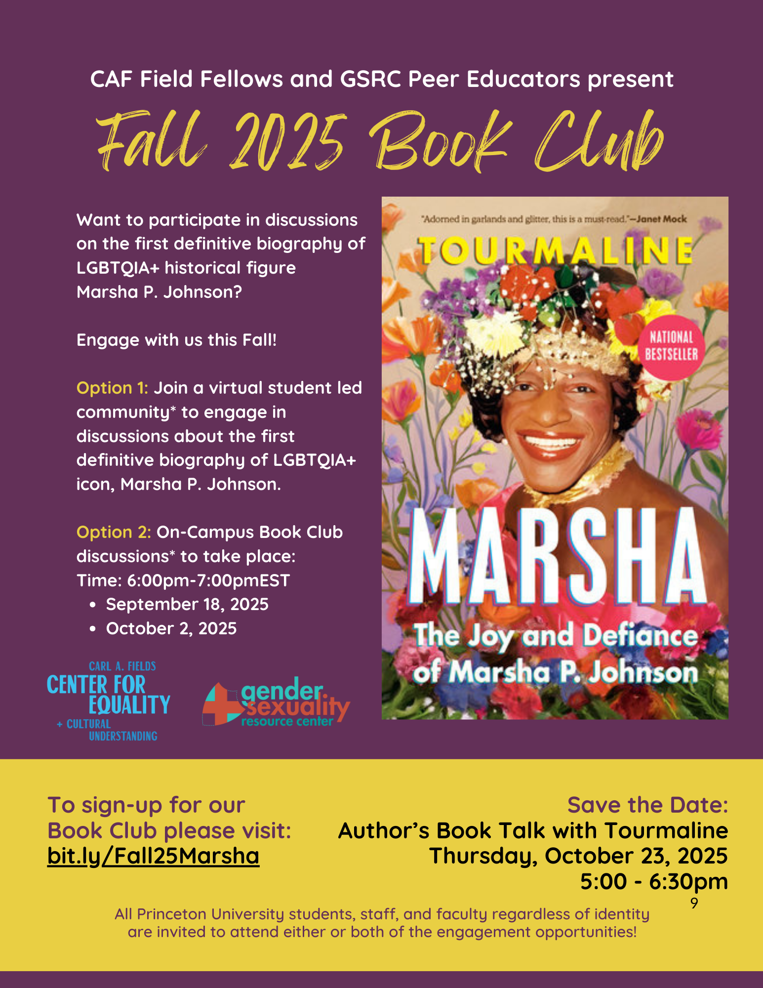 CAF x GSRC Book Club: The Joy and Defiance of Marsha P. Johnson
