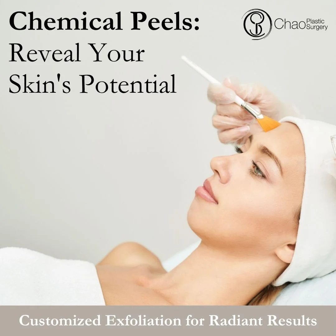 Unlock your skin's natural radiance with professional chemical peels at Vigour Aesthetics + Wellness, A Chao Plastic Surgery Med Spa. Our customized peels address various skin concerns including uneven pigmentation, fine lines, acne scars, rough text