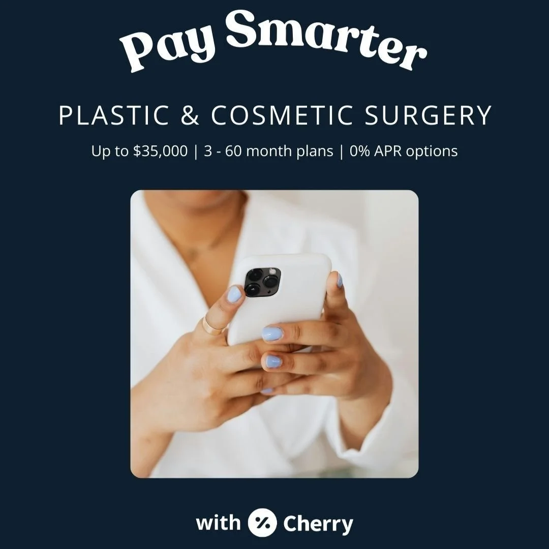 Don't stress. Pay with Cherry ✌️☮️✨

With Cherry Payment Plans, you can break up the cost of your plastic surgery into easy, manageable payments &mdash; so you can focus on feeling confident and amazing instead of stressing over a big bill!

Why pay 