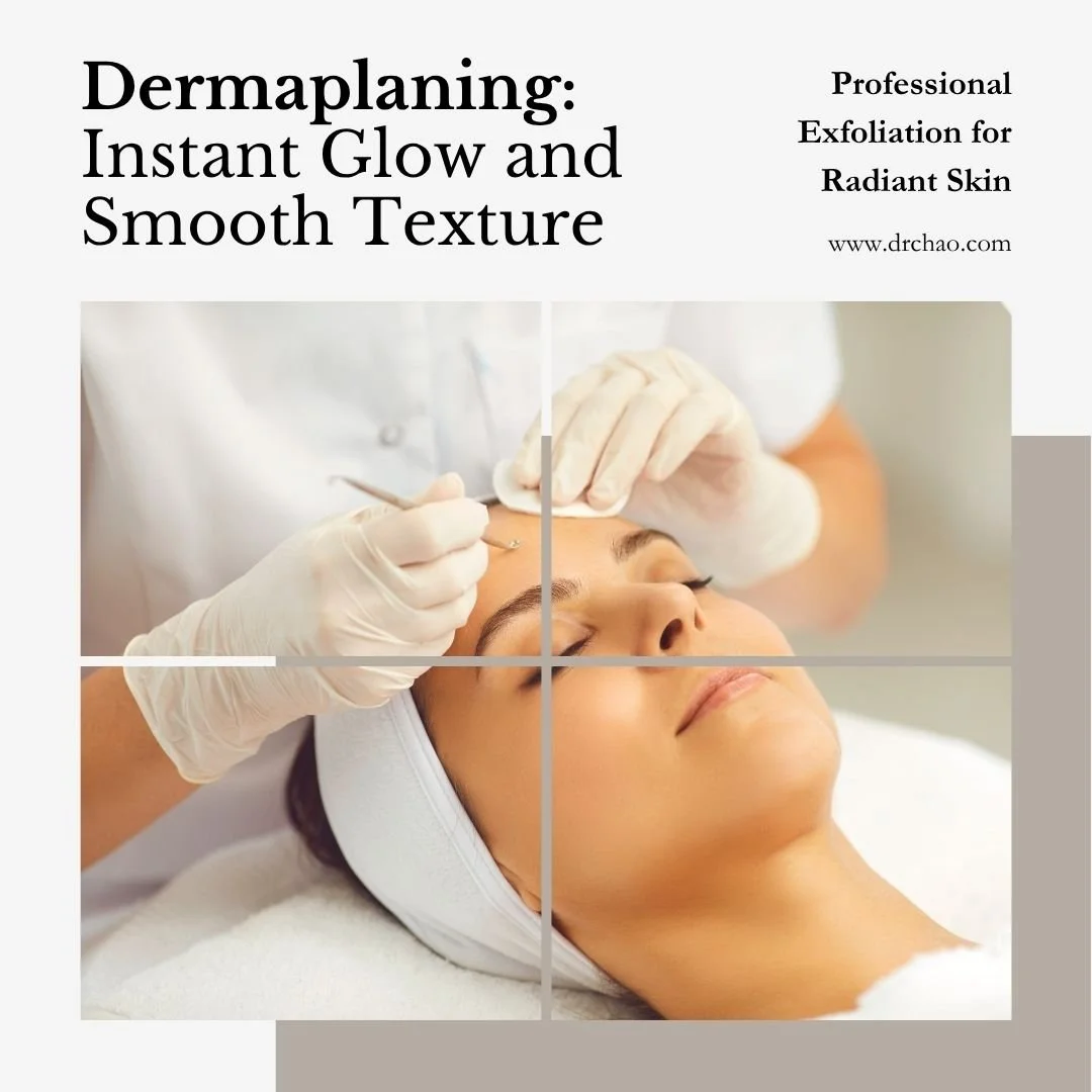 Reveal smoother, more radiant skin instantly with dermaplaning at Vigour Aesthetics + Wellness, A Chao Plastic Surgery Med Spa. This gentle yet effective exfoliation treatment uses a surgical blade to remove dead skin cells and vellus hair (peach fuz