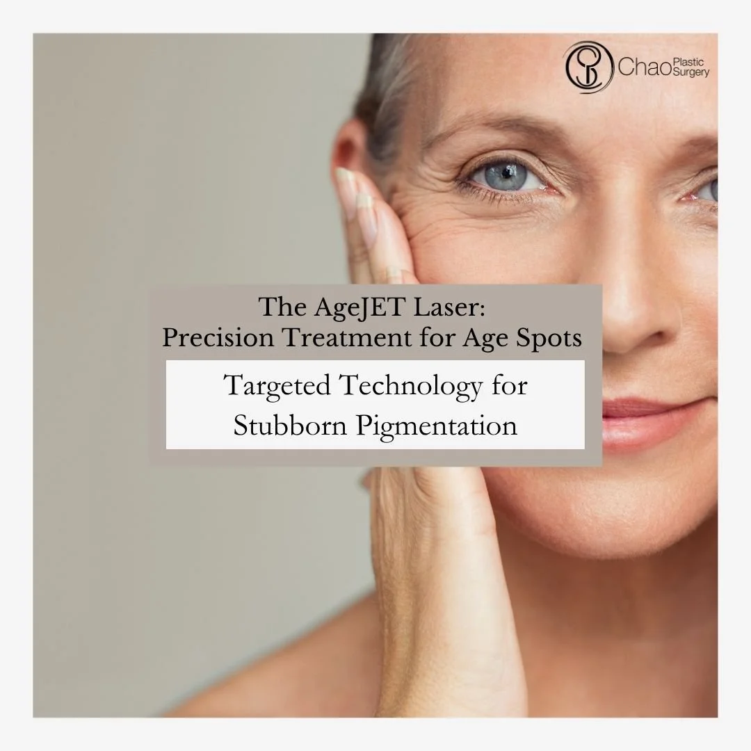 Say goodbye to stubborn age spots and sun damage with AgeJET at Vigour Aesthetics + Wellness, A Chao Plastic Surgery Med Spa. Unlike traditional lasers, AgeJET uses innovative nitrogen plasma technology&mdash;a contained arc of ionized nitrogen gas t