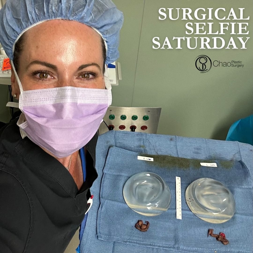 💉 Good morning! It's SURGICAL SELFIE SATURDAY 💉

Here we have our PA Beckie with one of her surgical selfies after she and Dr Chao completed another life changing surgical transformation in the OR.

😷 Treatment: Breast Implant Removal (Explant) wi