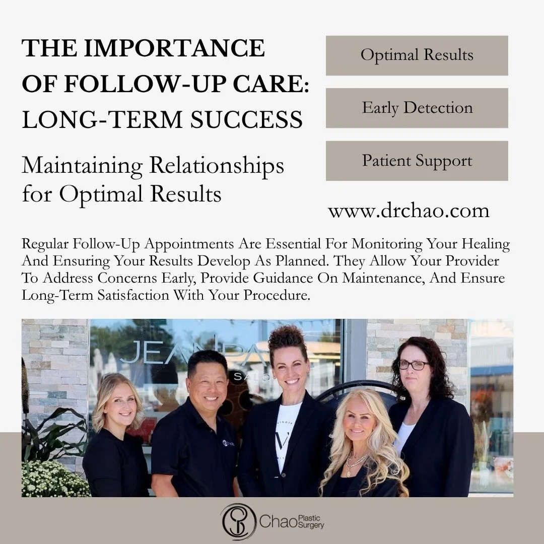 Your relationship with Chao Plastic Surgery extends well beyond your procedure and initial recovery. Regular follow-up appointments allow us to monitor your healing, address any concerns, and ensure you're achieving the long-term results you desire.
