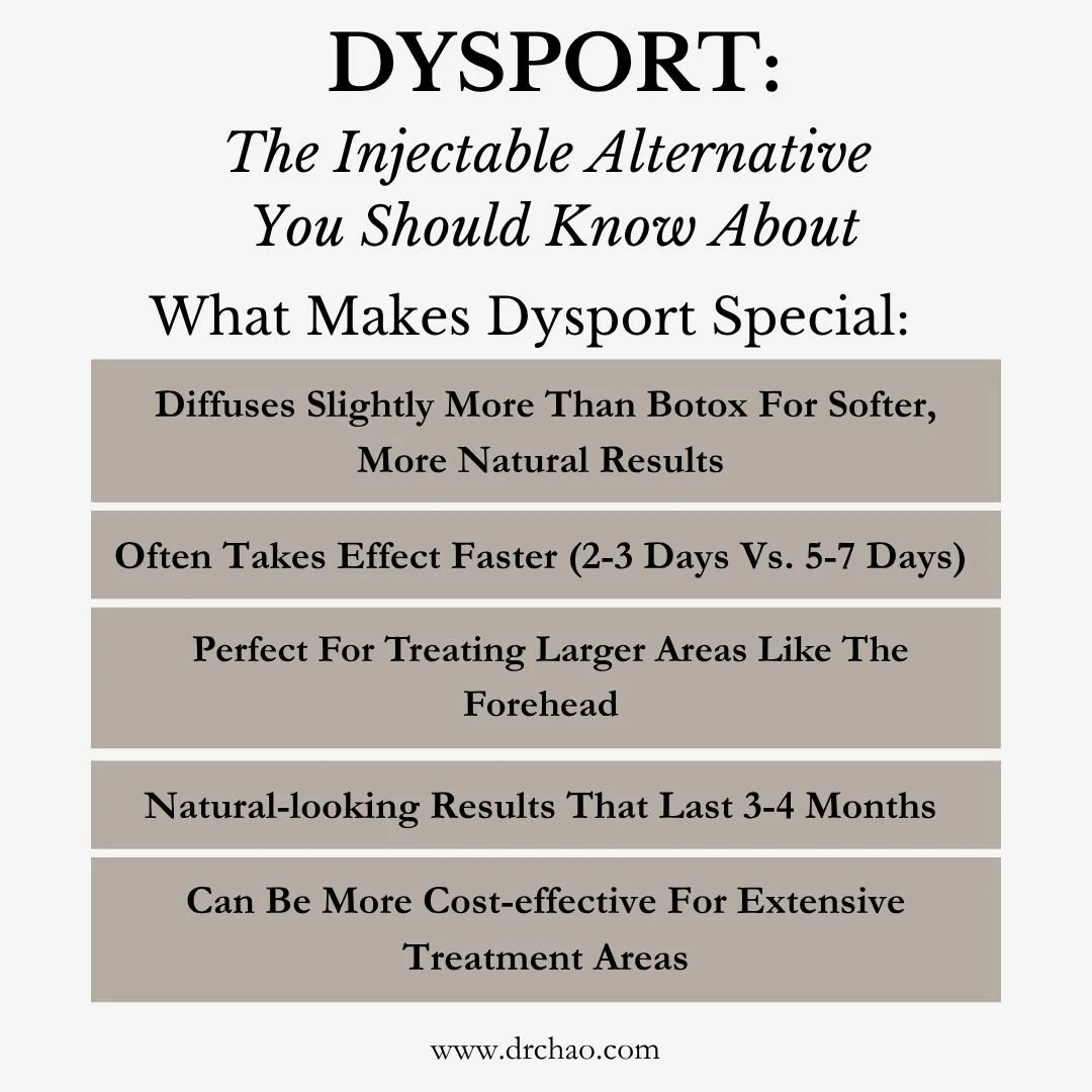 While everyone knows about Botox, have you heard about Dysport? At Vigour Aesthetics + Wellness, A Chao Plastic Surgery Med Spa, we love offering our patients options - and Dysport is a fantastic neurotoxin alternative that many of our patients prefe