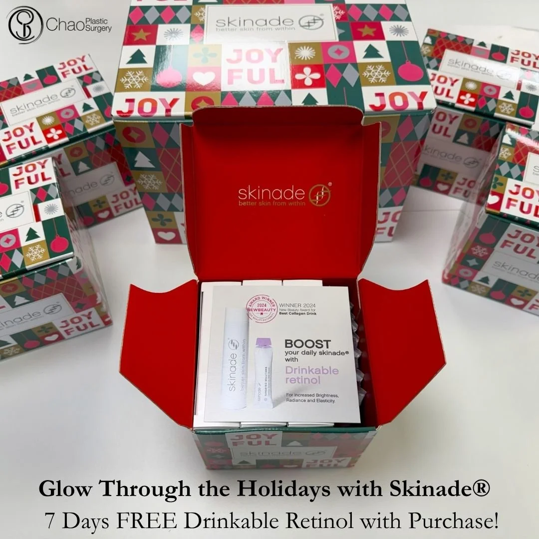 The holidays are here, and so is the perfect opportunity to achieve radiant, glowing skin! ✨ Our Skinade&reg; Holiday Gift Sets are now available at Vigour Aesthetics + Wellness and Chao Plastic Surgery and we're sweetening the deal with an amazing l