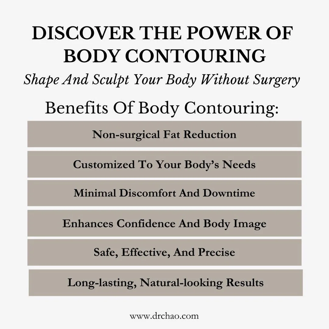 Body contouring at Vigour Aesthetics + Wellness, A Chao Plastic Surgery Med Spa helps reduce stubborn fat and reshape your silhouette with minimal downtime. Our treatments target the abdomen, flanks, back, thighs, and chin for a proportionate, youthf