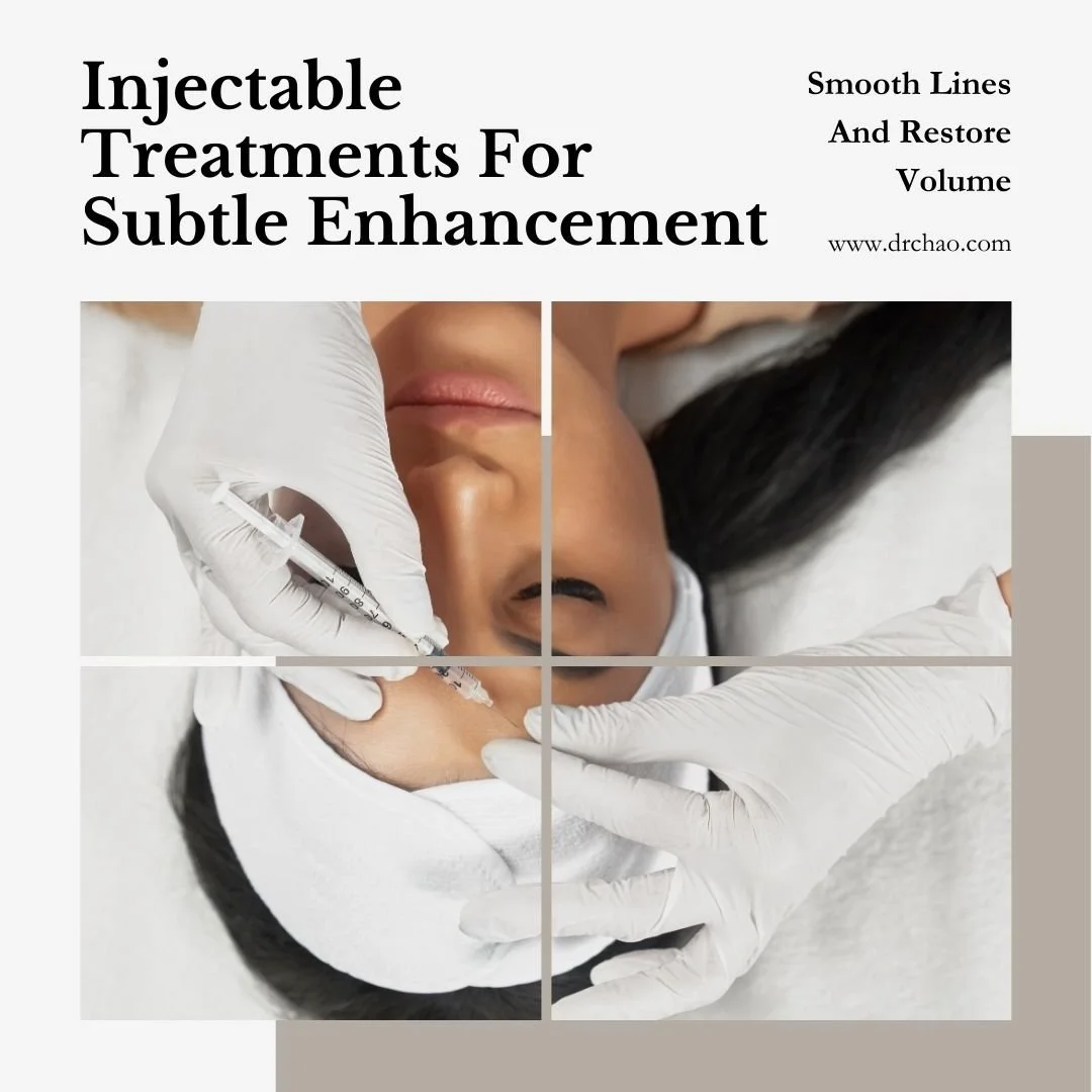 Botox, Juvederm, Dysport, Restylane, and Sculptra provide natural, long-lasting results. At Chao Plastic Surgery, we customize every injectable plan to your goals, softening fine lines, restoring volume, and refreshing your appearance.

🌟 Reveal A Y