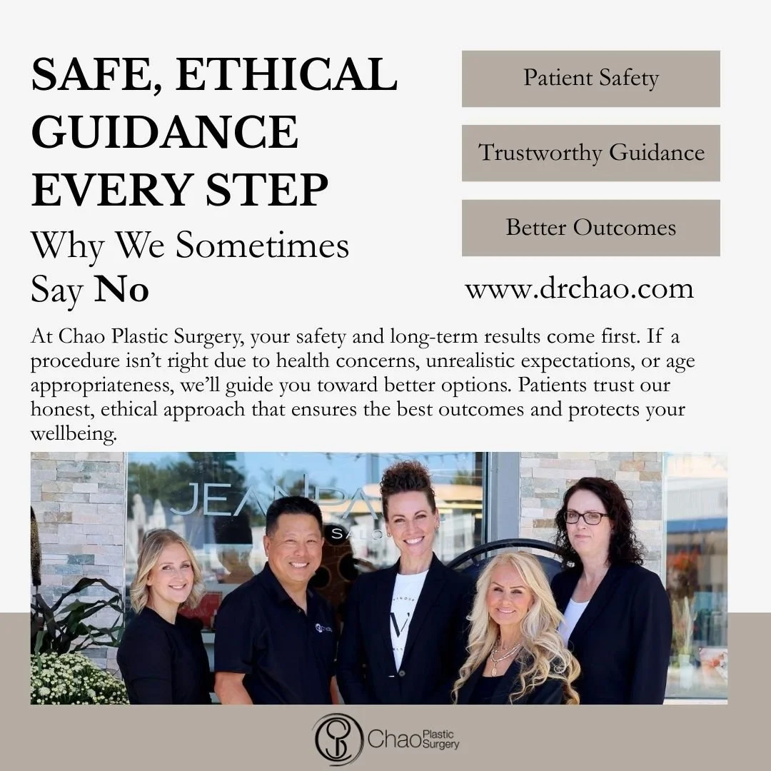 At Chao Plastic Surgery, your safety and long-term results come first. If a procedure isn&rsquo;t right due to health concerns, unrealistic expectations, or age appropriateness, we&rsquo;ll guide you toward better options. 🌟

Patients trust our hone