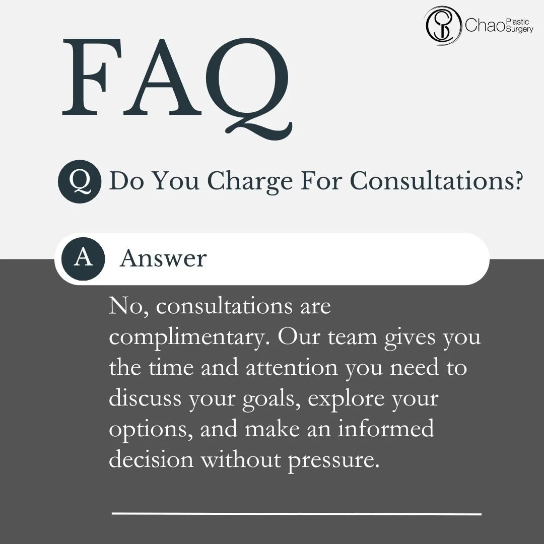 No, consultations at Chao Plastic Surgery are complimentary. Your consultation is an opportunity to sit down with our team, discuss your goals and concerns, learn about your options, and determine whether a surgical or non-surgical treatment is right