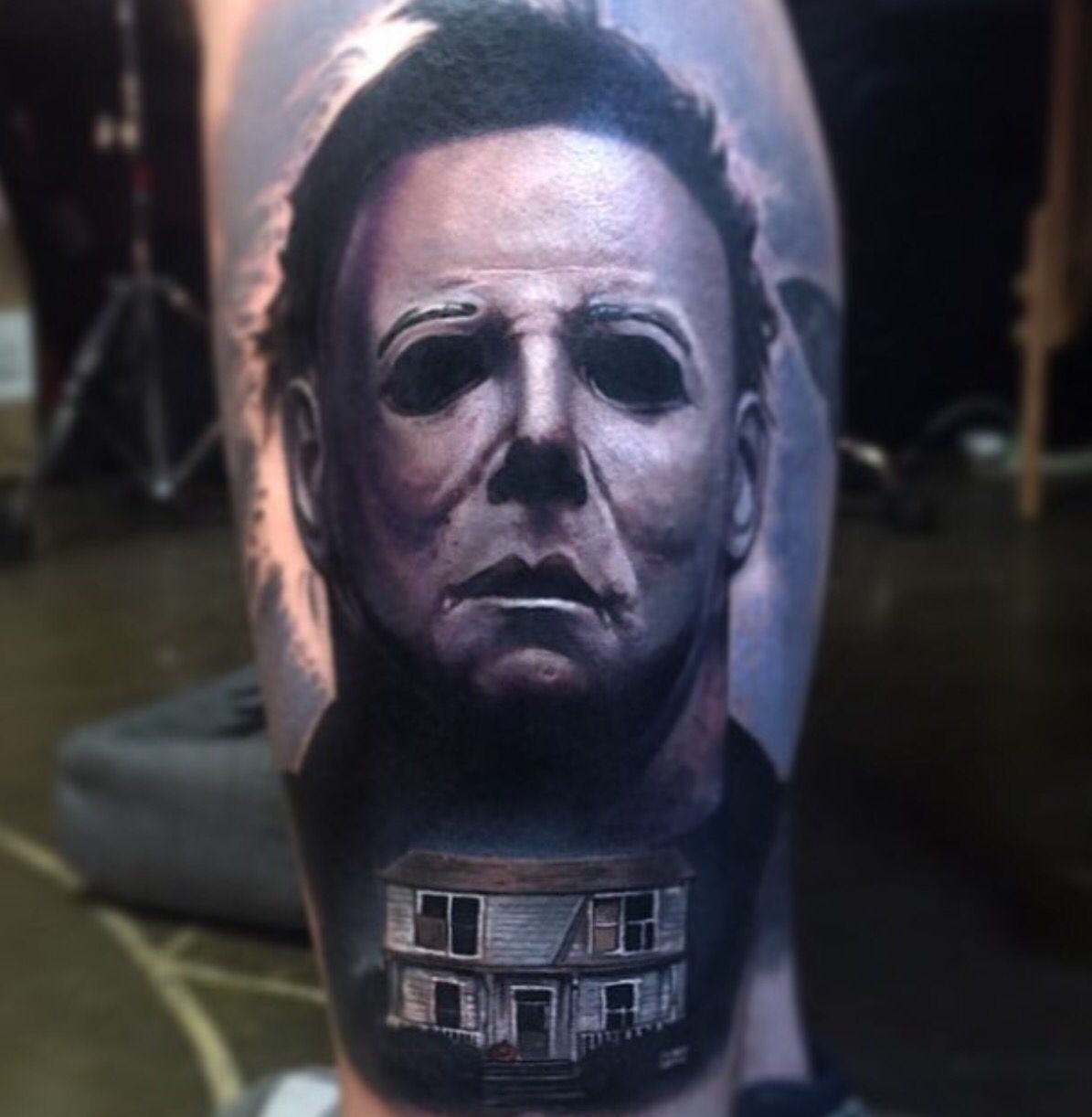 Tattoo uploaded by Mark Strong  Michael Myers Halloween movie mask mashup   Tattoodo