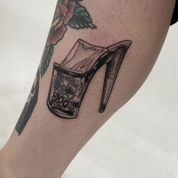 Platform high heel shoe tattoo