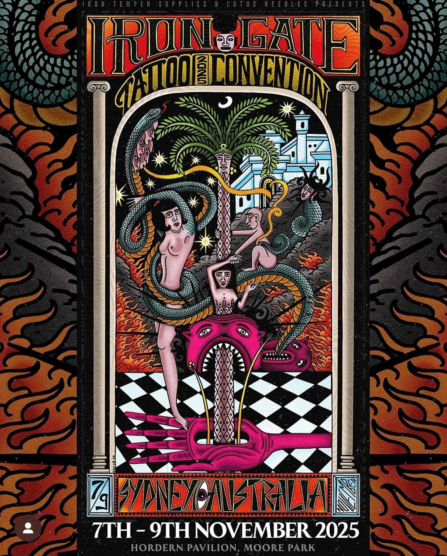 Sydney! @tomtom_tattoo will be tattooing and a bunch of the Sunset gang will be hanging out at the @lotusneedles Booth right in the middle of @theirongatetattooconvention all weekend! Come past and say hi!