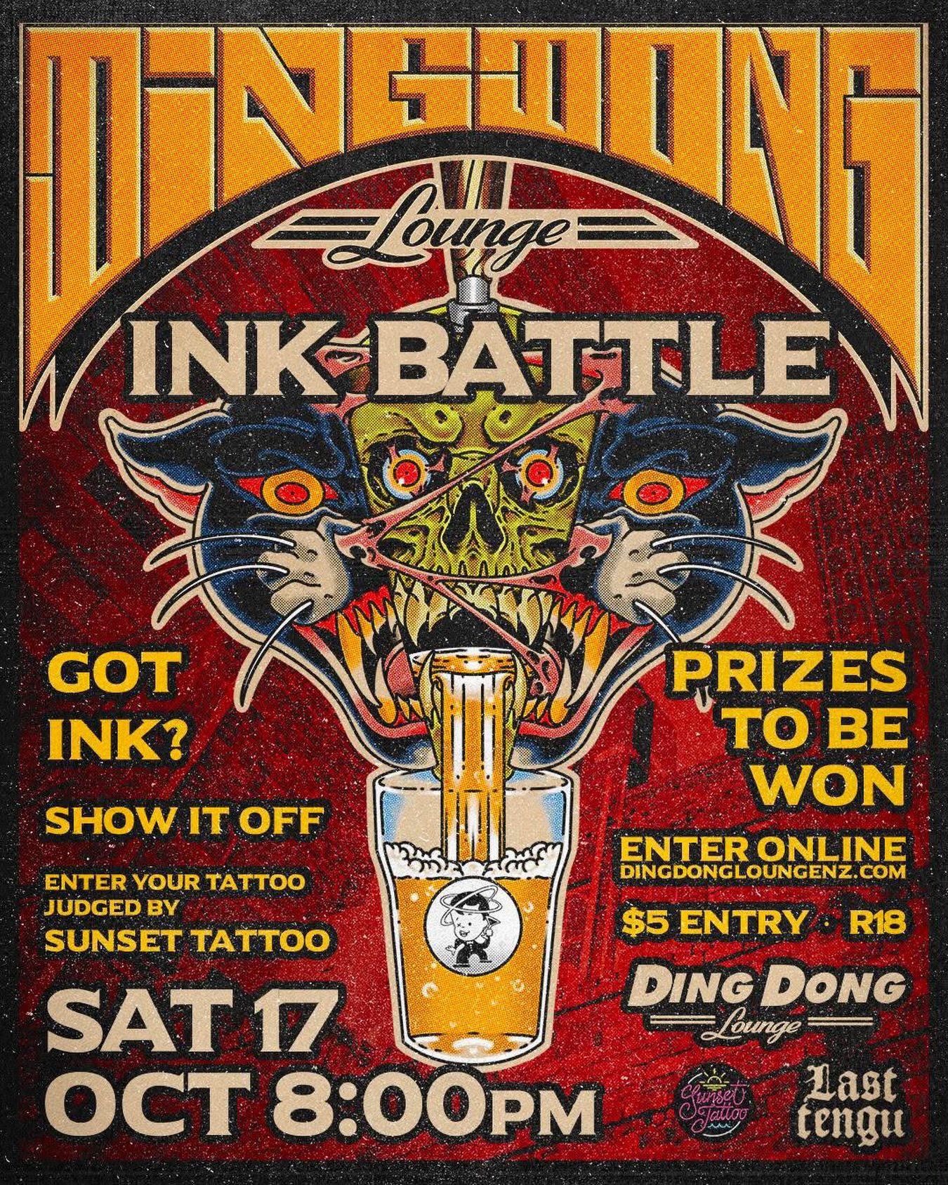 This Saturday we will all be down at @dingdongloungenz hanging out and judging the tattoos at The Ink Battle 2026 ! There some sick prizes to be won, some style categories and a &ldquo;most regrettable tattoo&rdquo; category that we are very much loo