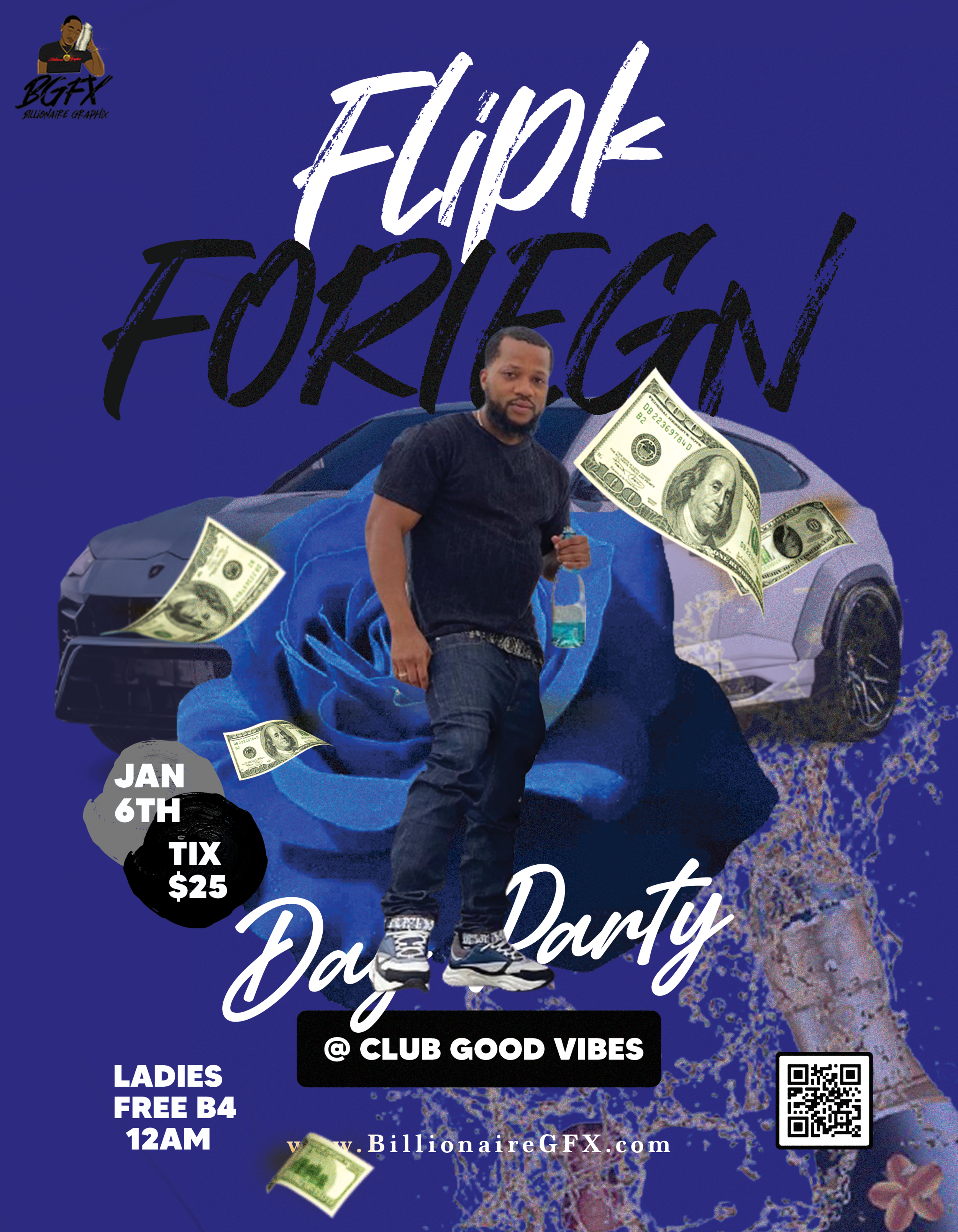 Flipk Foreign "Day Party Birthday Celebration" Flyer.