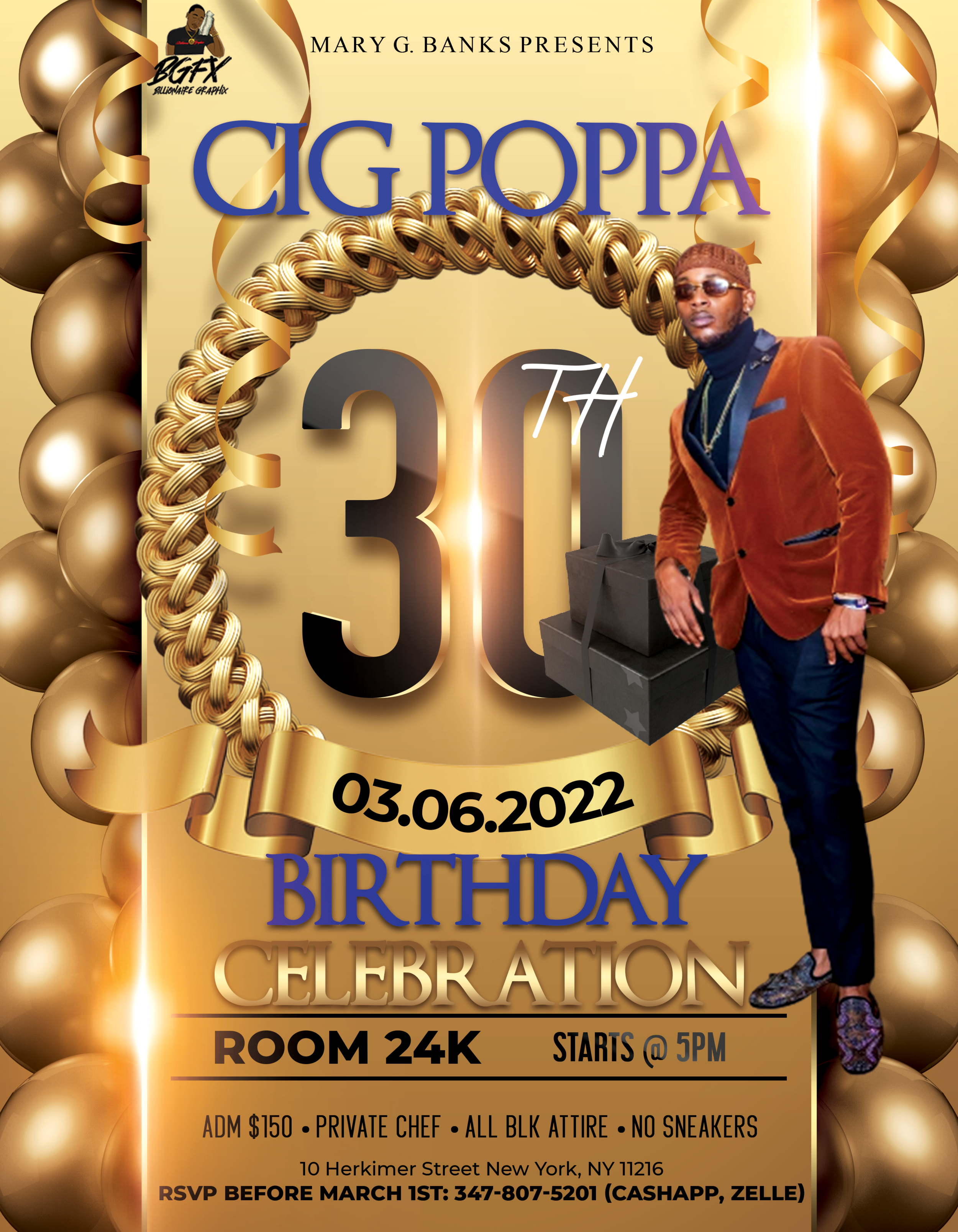 Mary G. Banks Presents: "Cig Poppa 30th Birthday Celebration" Flyer