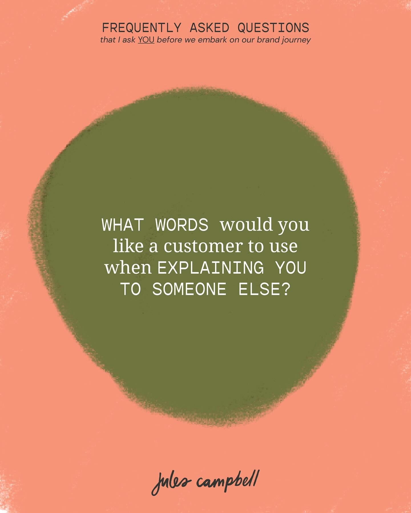 FAQ done differently 💫

This is one of the questions I get to ask when we begin a branding journey together. It is one of my fave questions 🧡

A little pondering for your weekend&hellip; How would you like your customers to feel when you interact w