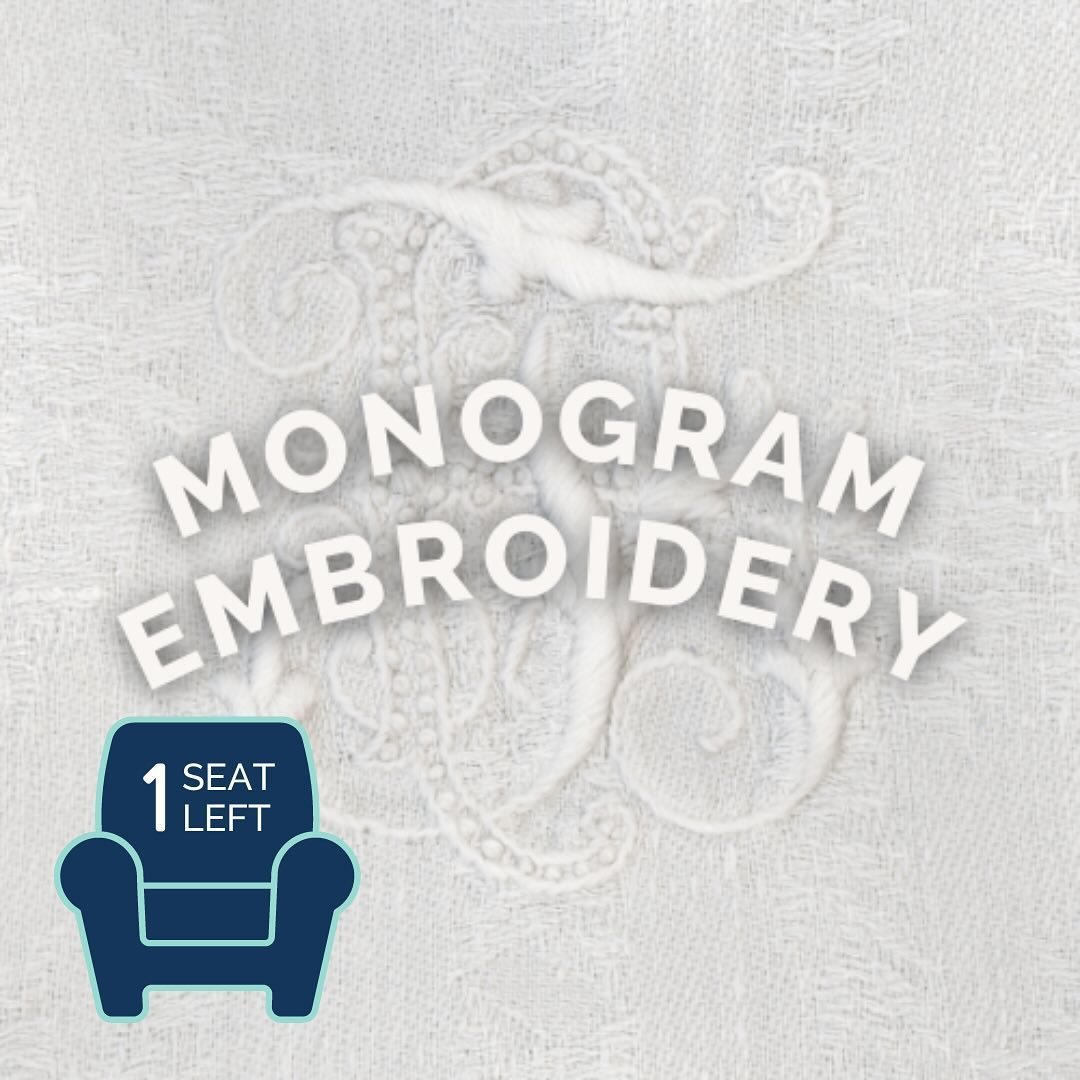 Hurry, friends! These May classes only have 1 seat left! Reserve yours today at craftstudies.org!

#hurry #oneseatleft #craftclass #monogram #embroidery #whitework #basketmaking #weaving #mosaics #needlepoint #stitchersgonnastitch #handmade #studioli