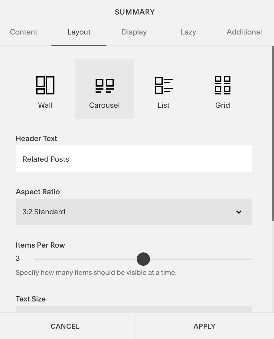 changing number of columns in summary block in squarespace