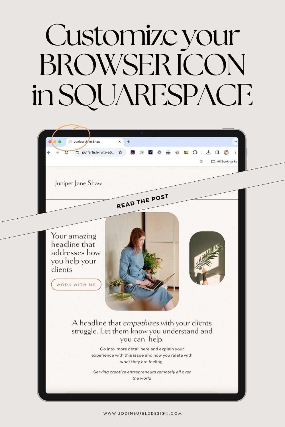 How to customize the browser icon in Squarespace - pinterest graphic 3