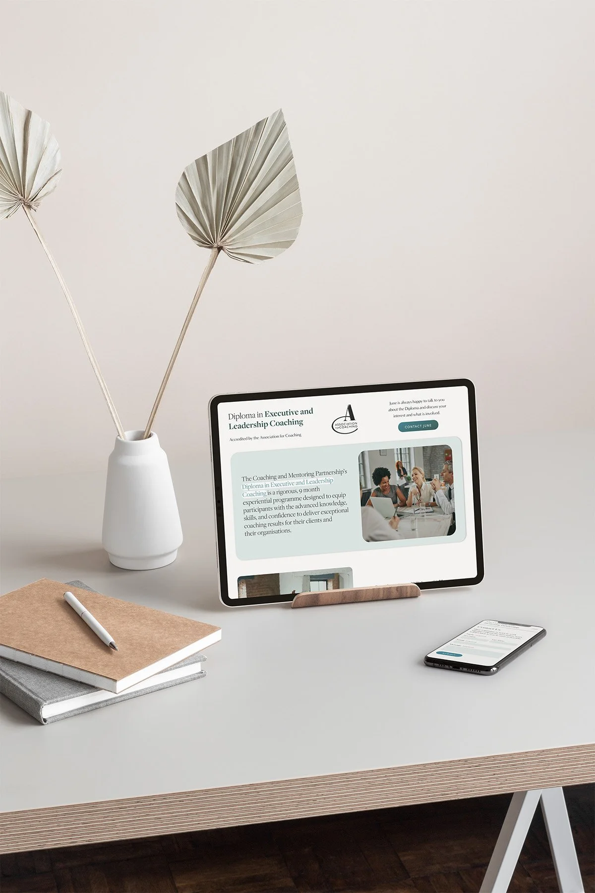 Coaching website Squarespace design shown on ipad and iphonex
