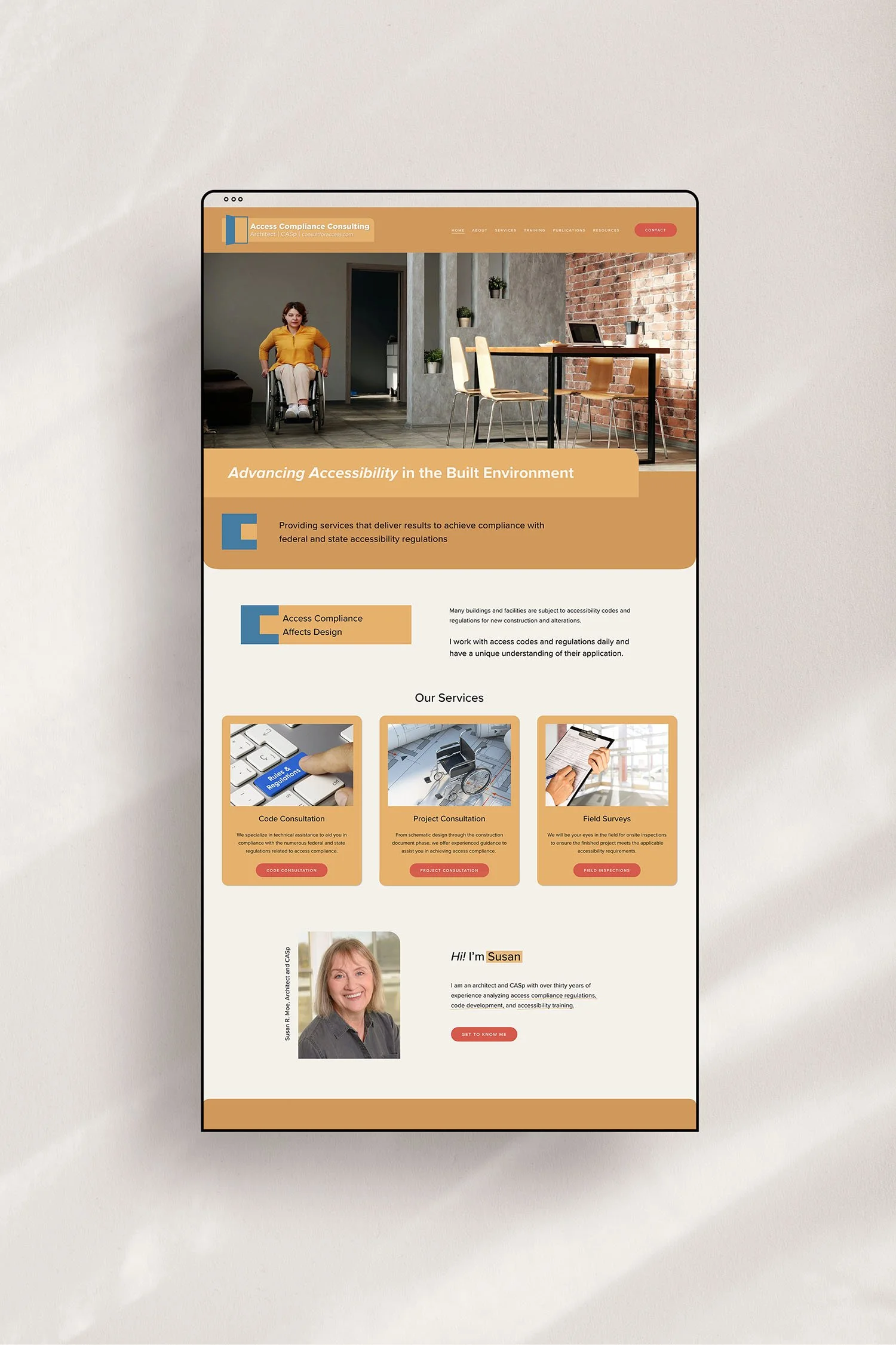 Access Compliance Consulting Home page after Squarespace Design Day